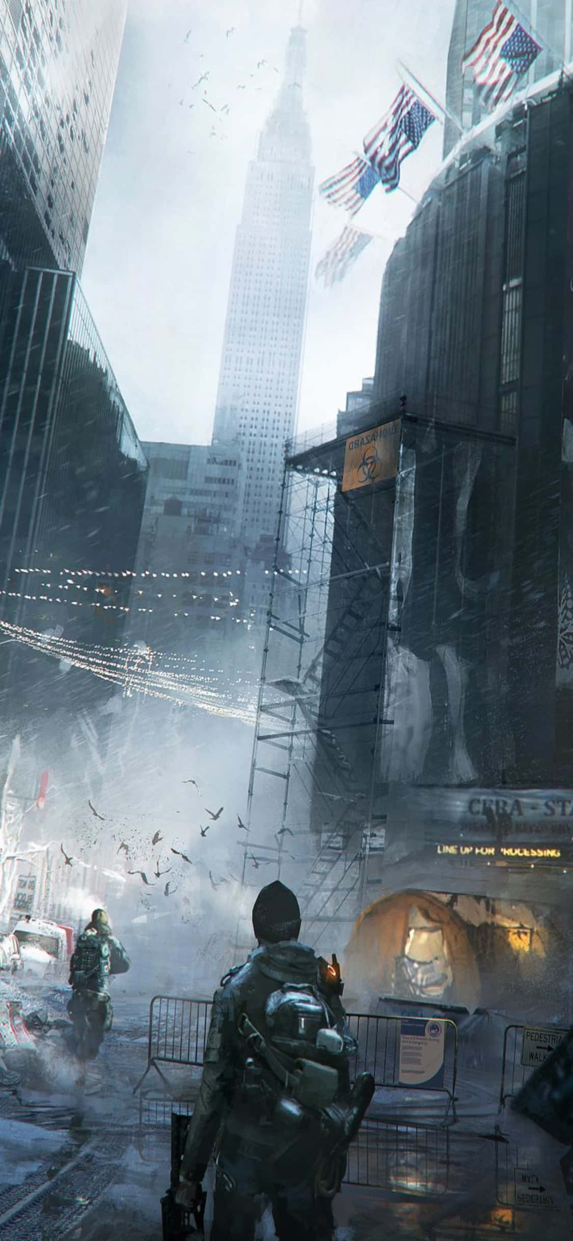 iPhone Xs The Division พื้นหลังทีมเคลื่อนผ่านควัน วอลเปเปอร์