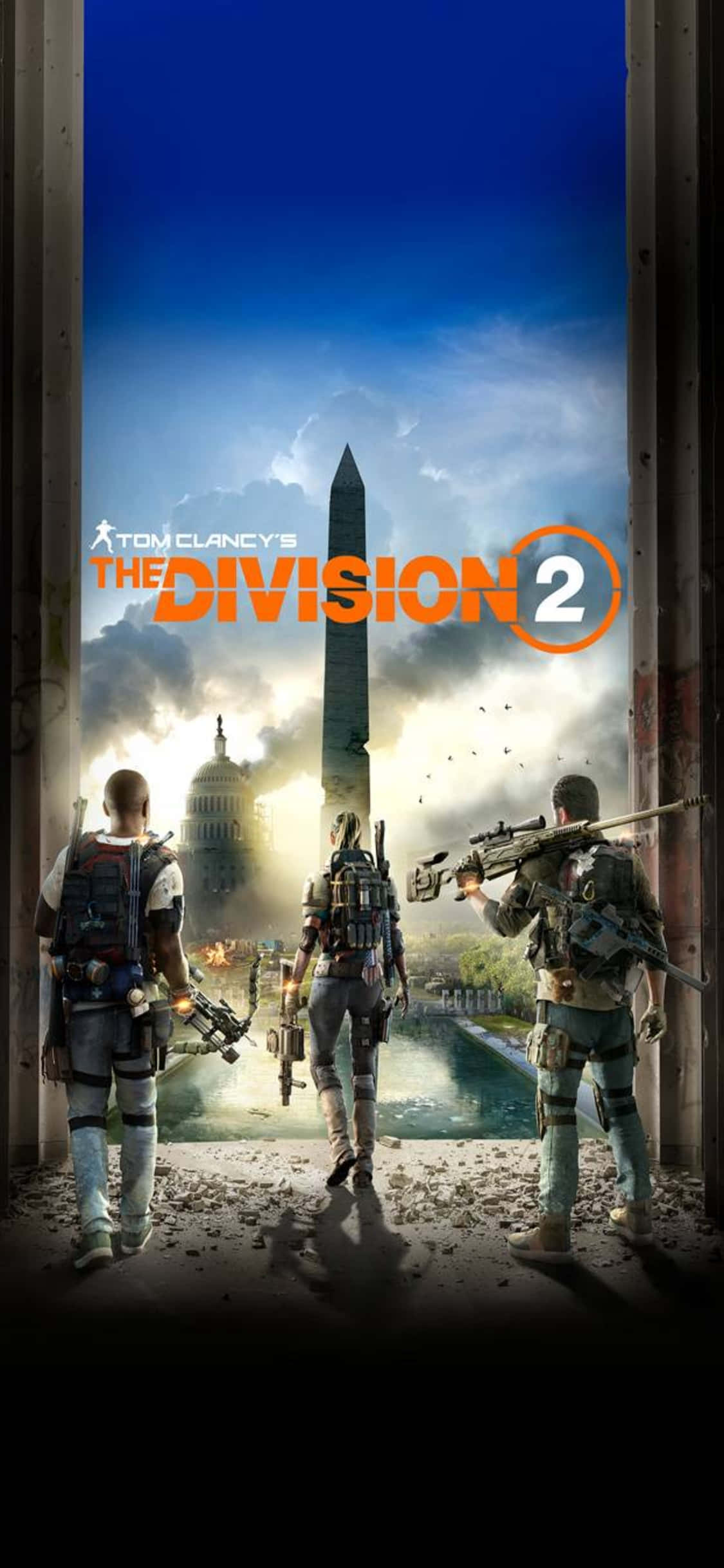 iPhone Xs The Division พื้นหลังโปสเตอร์ชื่อเกมในวอชิงตัน วอลเปเปอร์