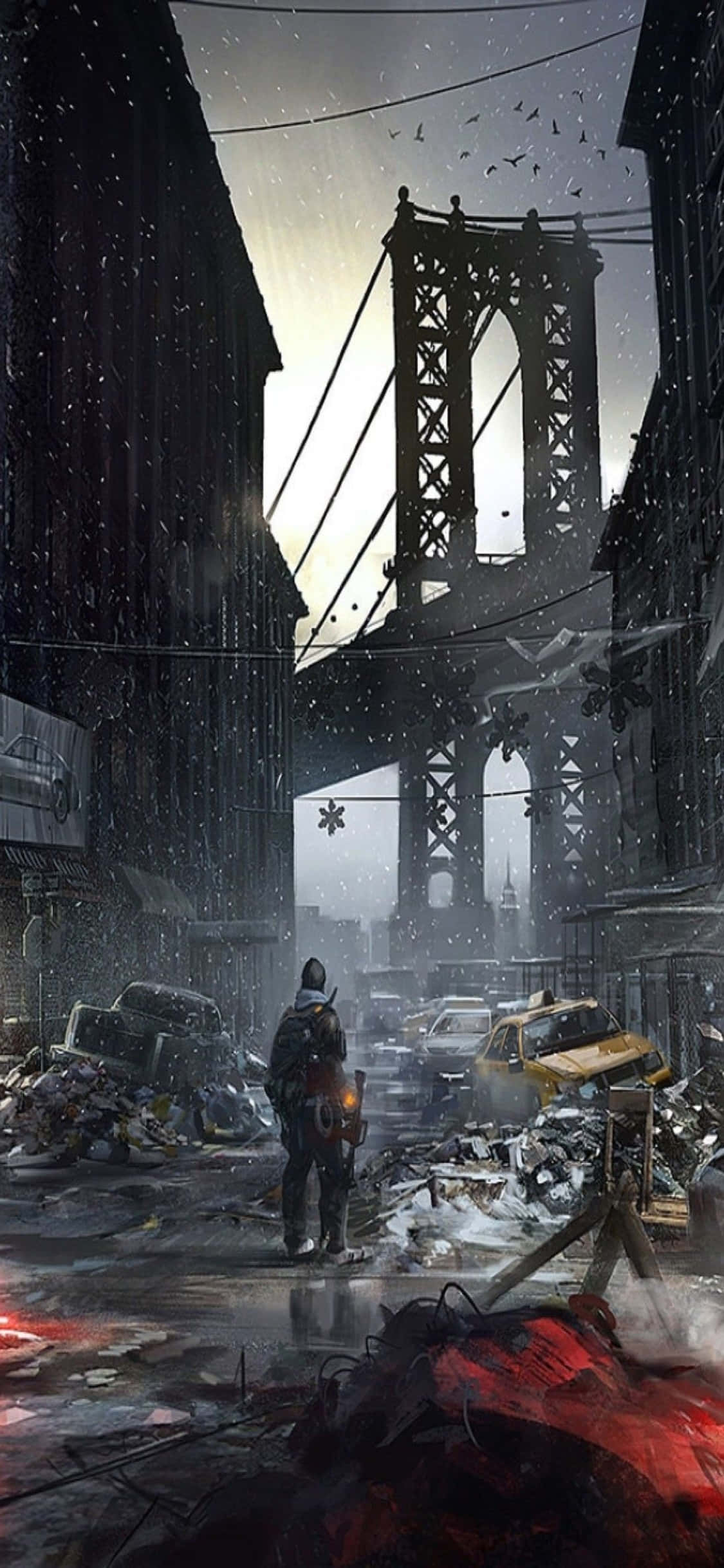 iPhone XS The Division พื้นหลัง ถนนนิวยอร์กที่พังพินาศ วอลเปเปอร์