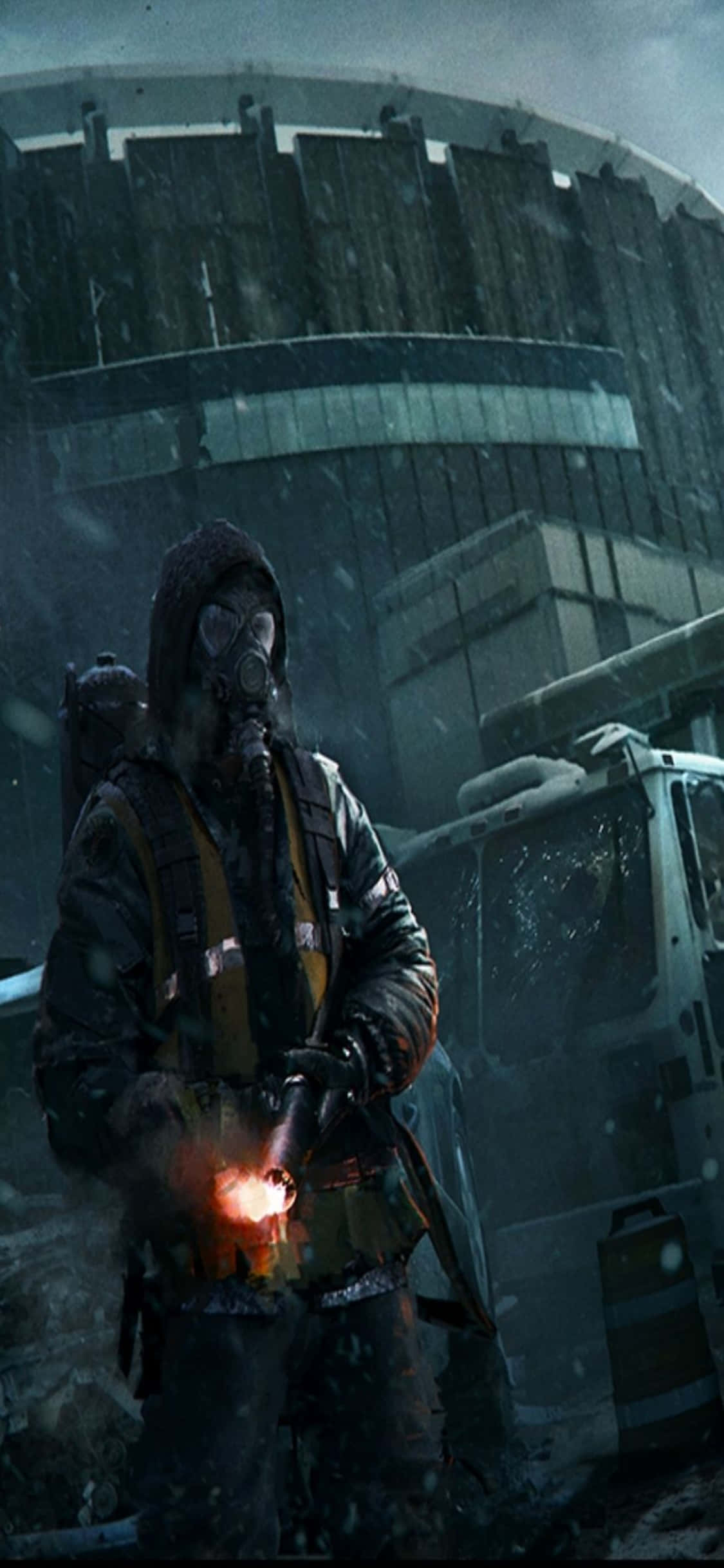 iPhone Xs The Division พื้นหลังชายกลางหิมะ วอลเปเปอร์