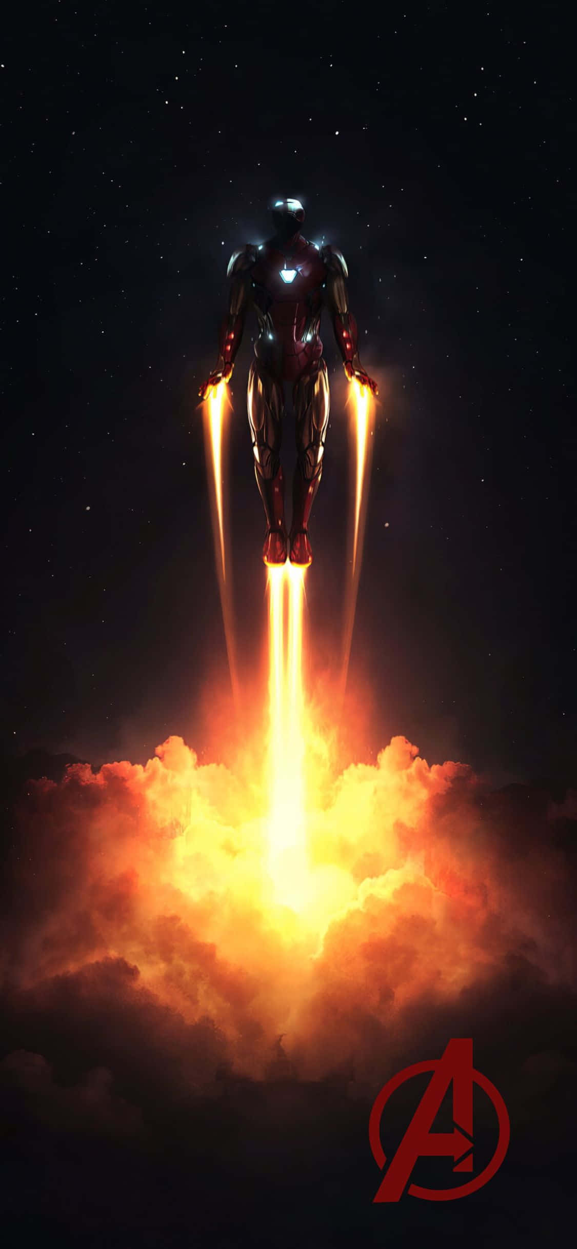 พื้นหลัง iPhone XS Avengers Iron Man บิน วอลเปเปอร์