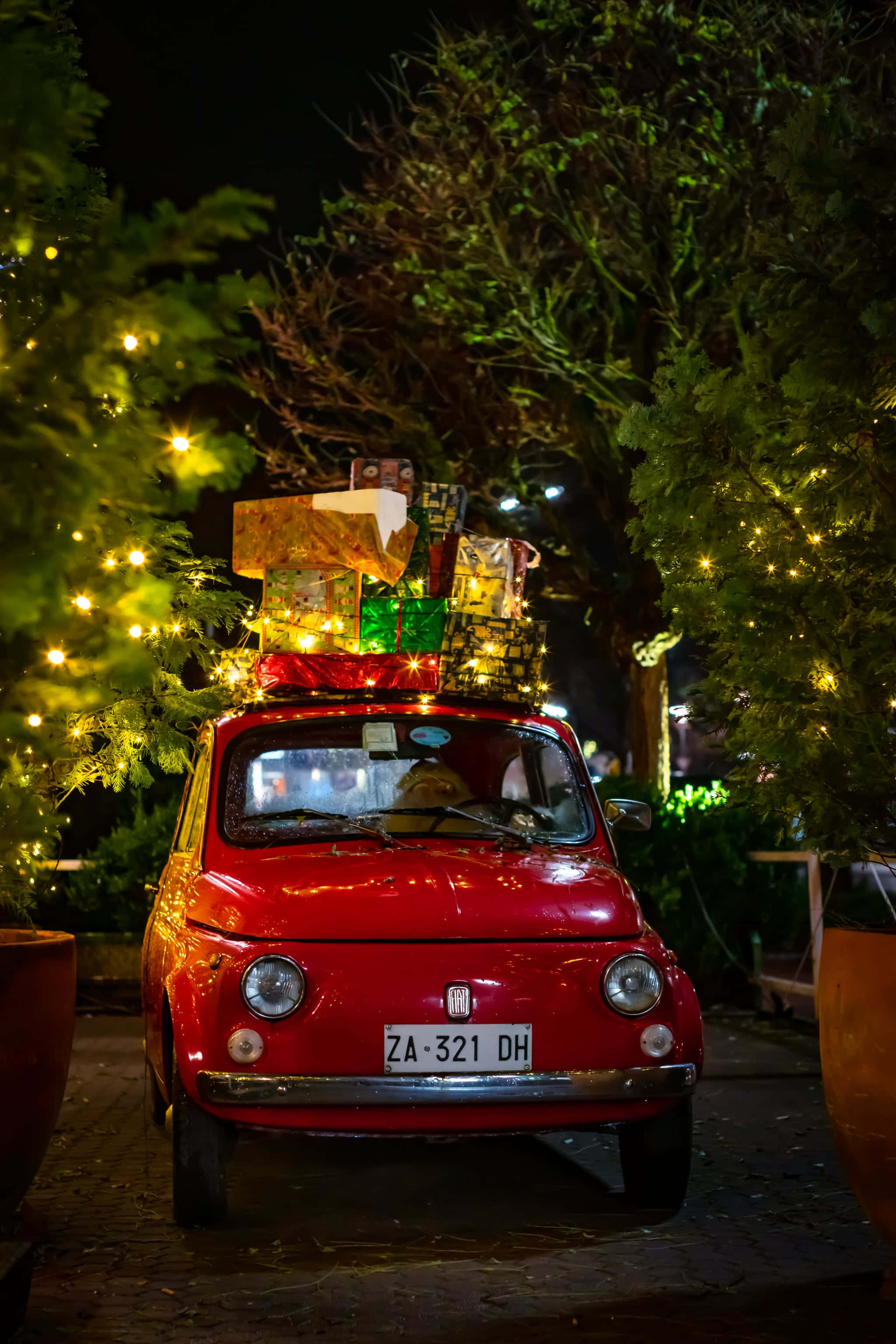 iPhone คริสต์มาส ภาพสวย Fiat 500 วอลเปเปอร์