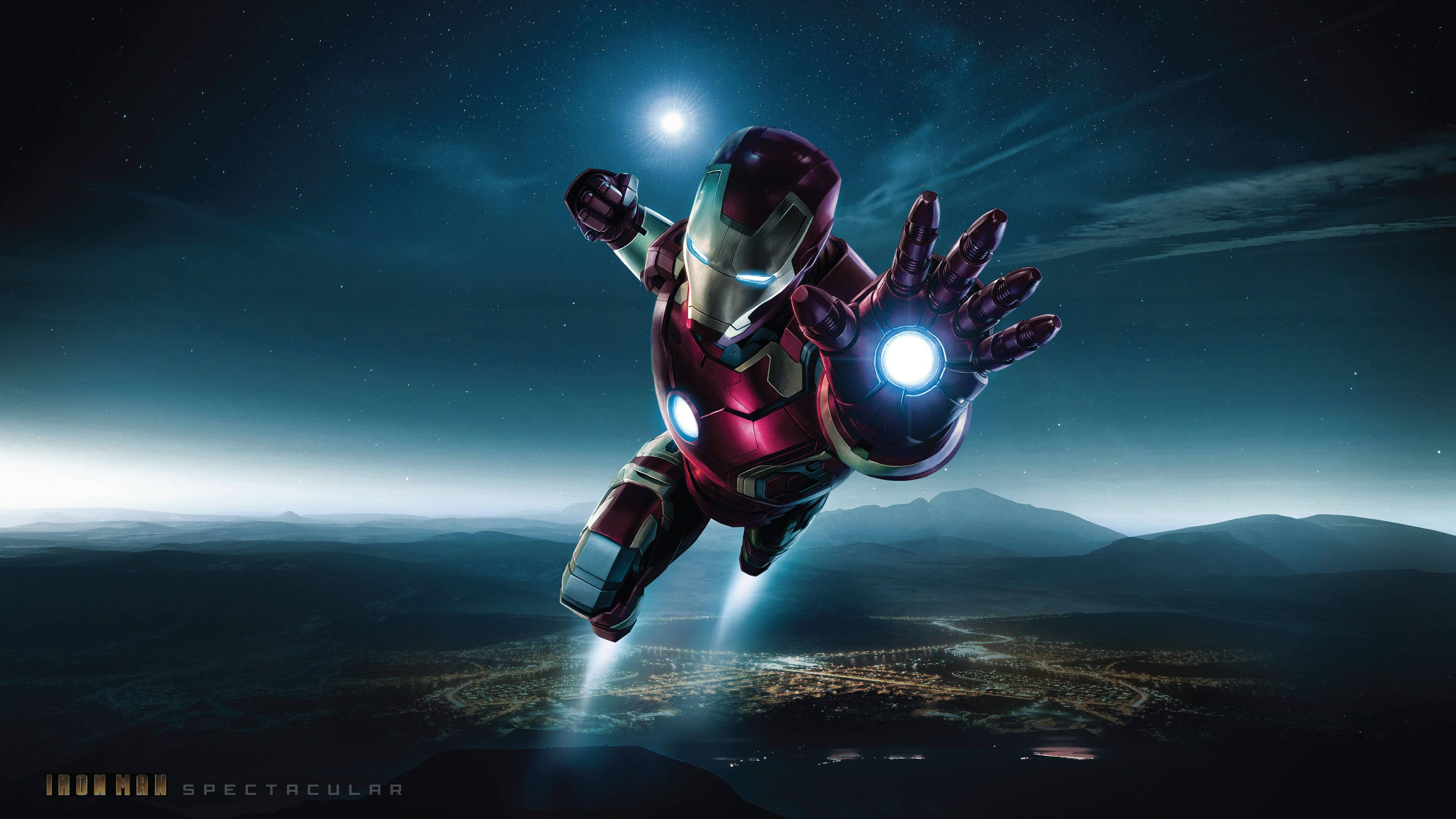 Iron Man บินกลางคืน Full HD วอลเปเปอร์