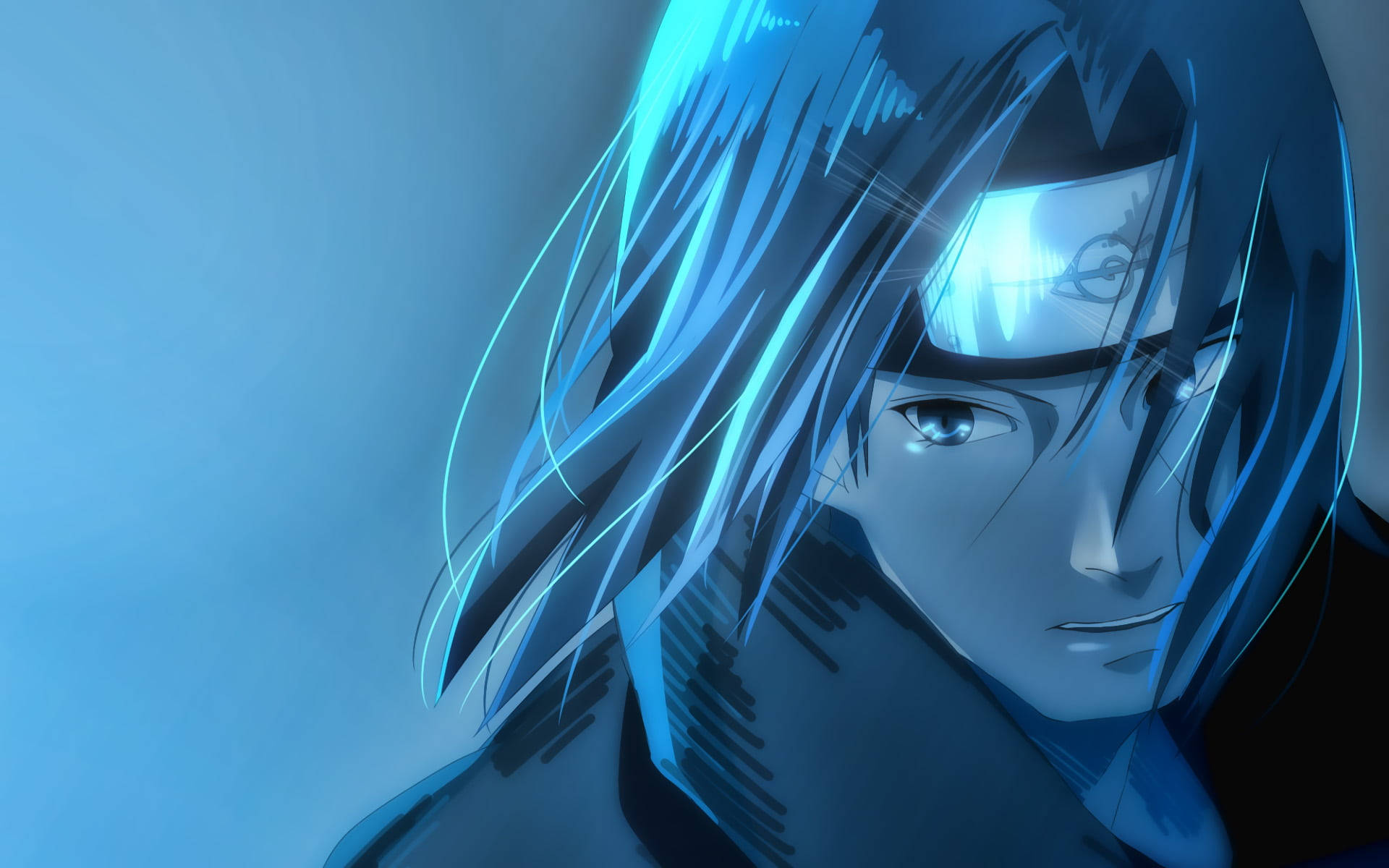 รูปโปรไฟล์ Itachi Uchiha สไตล์สวยงามสีฟ้า Naruto Shippuden วอลเปเปอร์