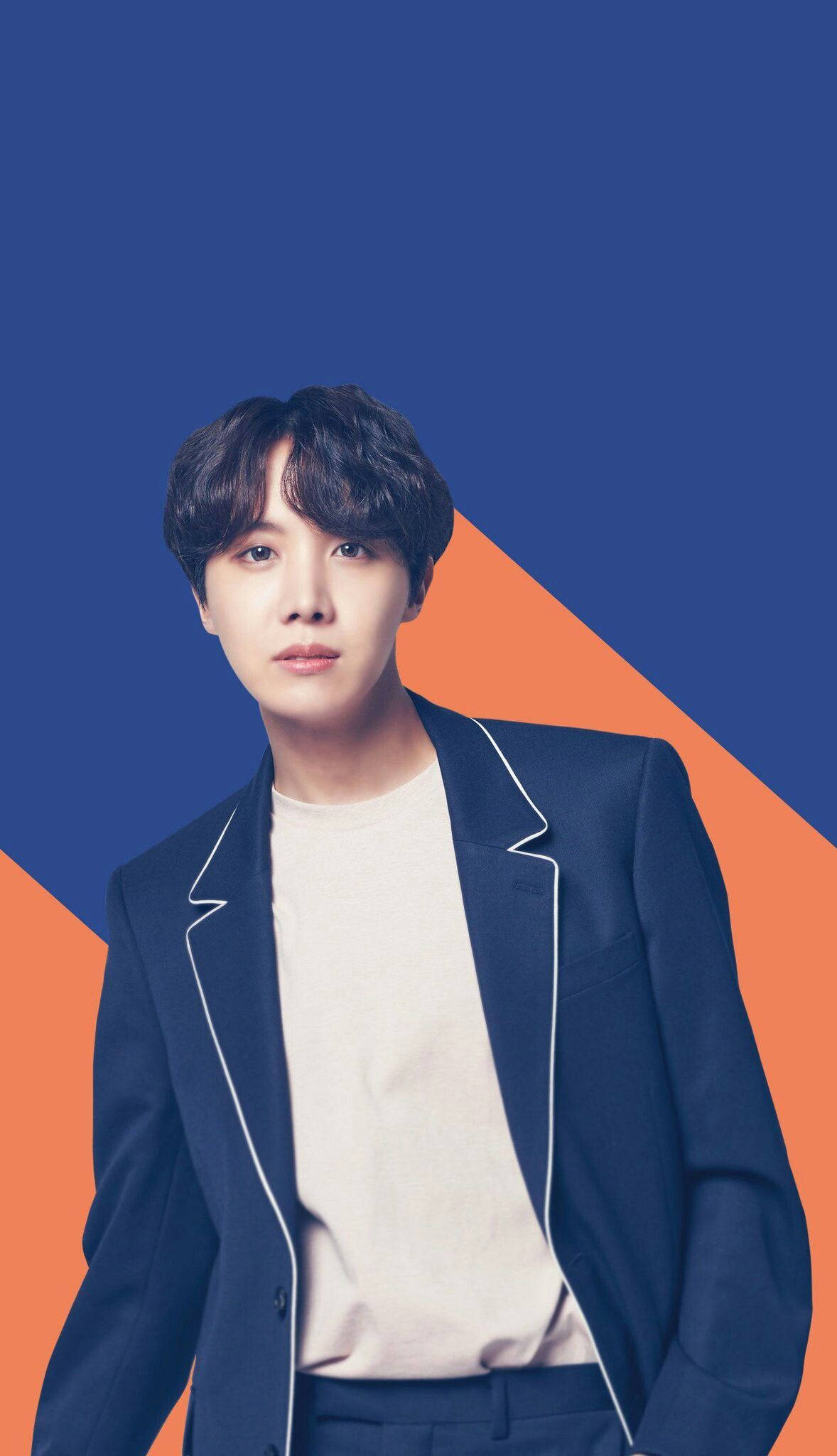 พื้นหลังน่ารักสีฟ้าและส้มของ J-Hope BTS วอลเปเปอร์