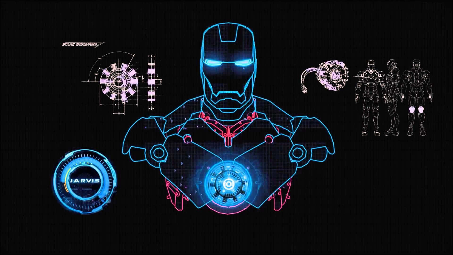พื้นหลังเดสก์ท็อป Jarvis จาก Iron Man แบบเส้นสาย วอลเปเปอร์