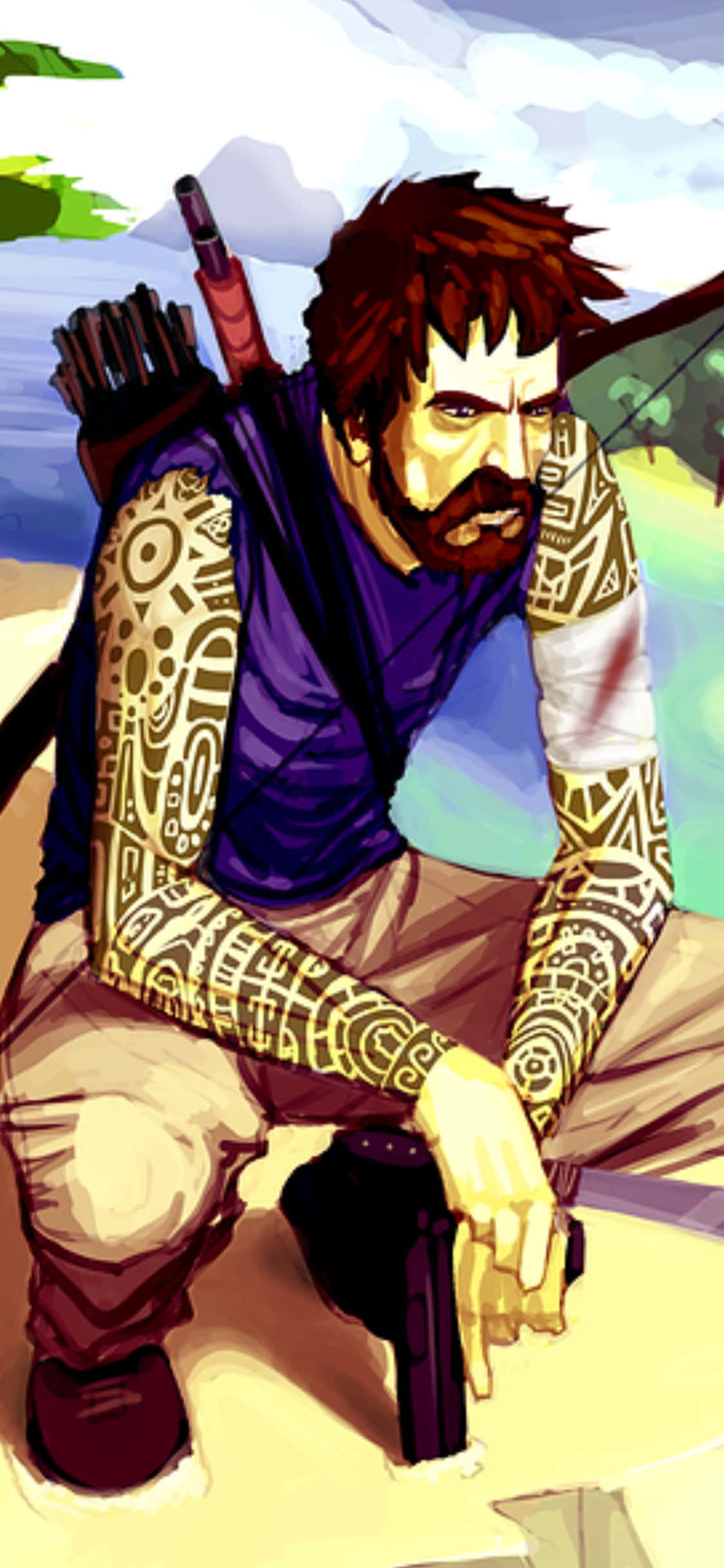 พื้นหลัง Jason Brody ชายหาด Far Cry 3 สำหรับ iPhone X วอลเปเปอร์