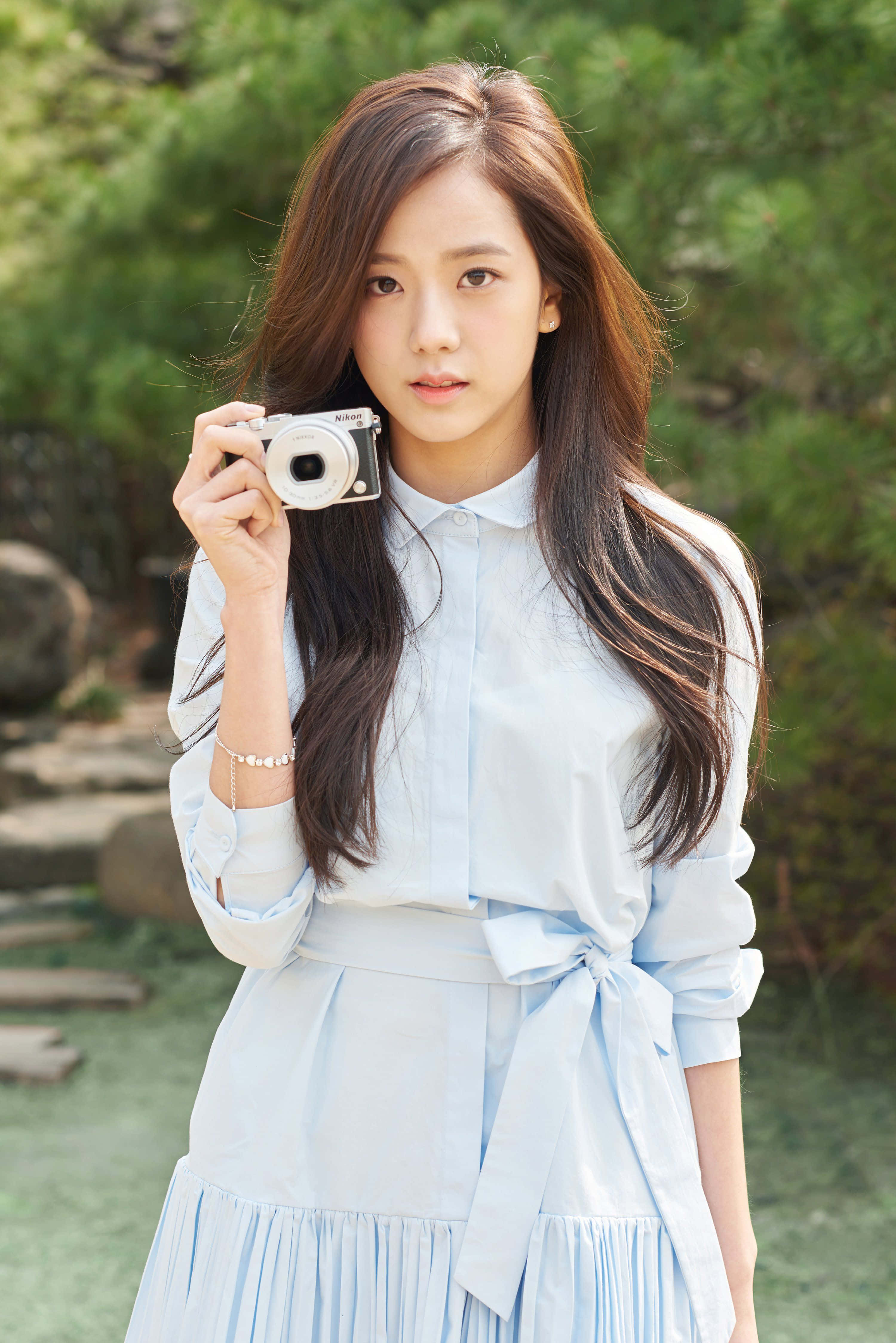 Jisoo Blackpinn กล้องสีฟ้าอ่อน วอลเปเปอร์