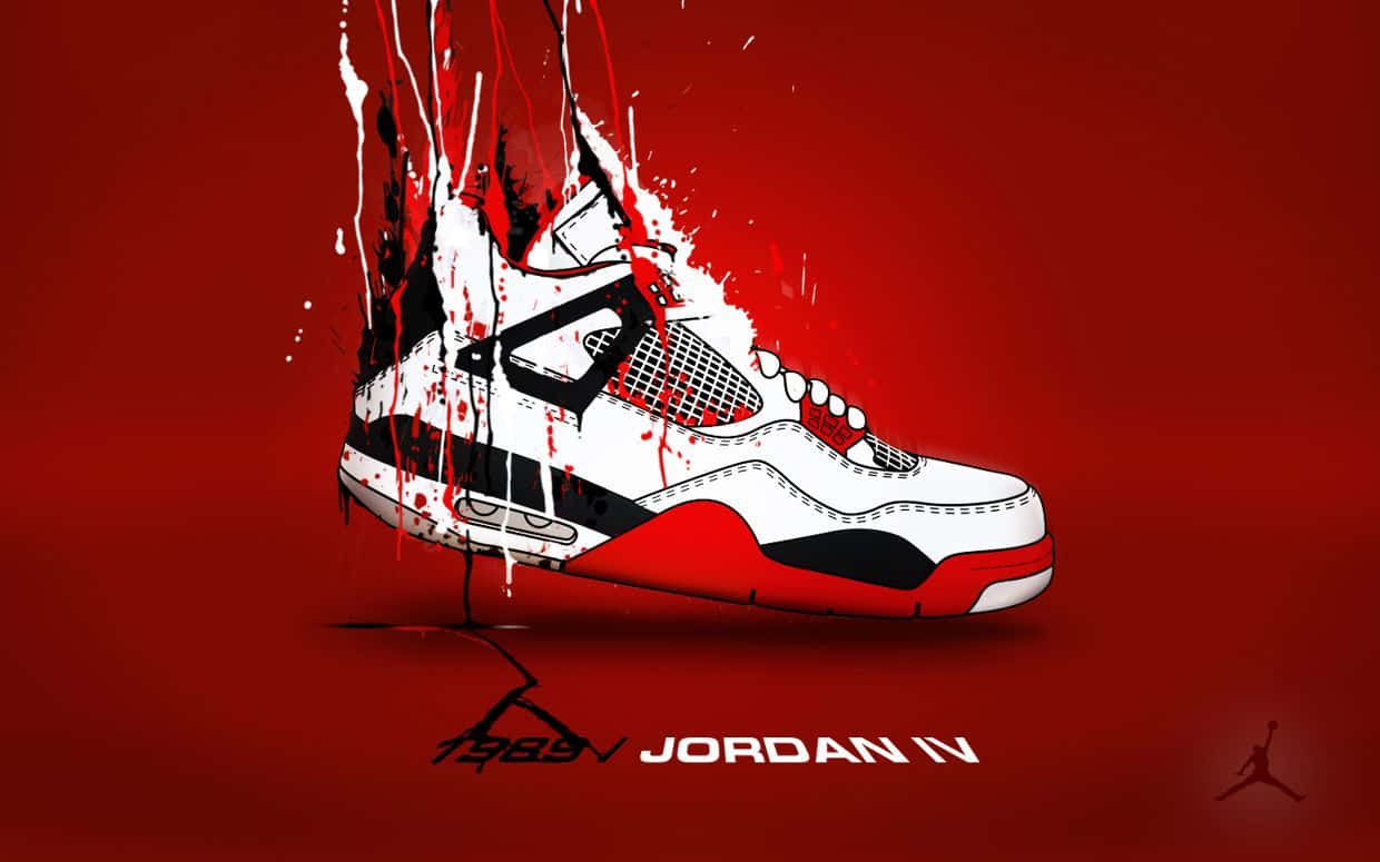รองเท้า Jordan สีแดงสุดเท่อยู่บนพื้นหลังความละเอียดสูง วอลเปเปอร์