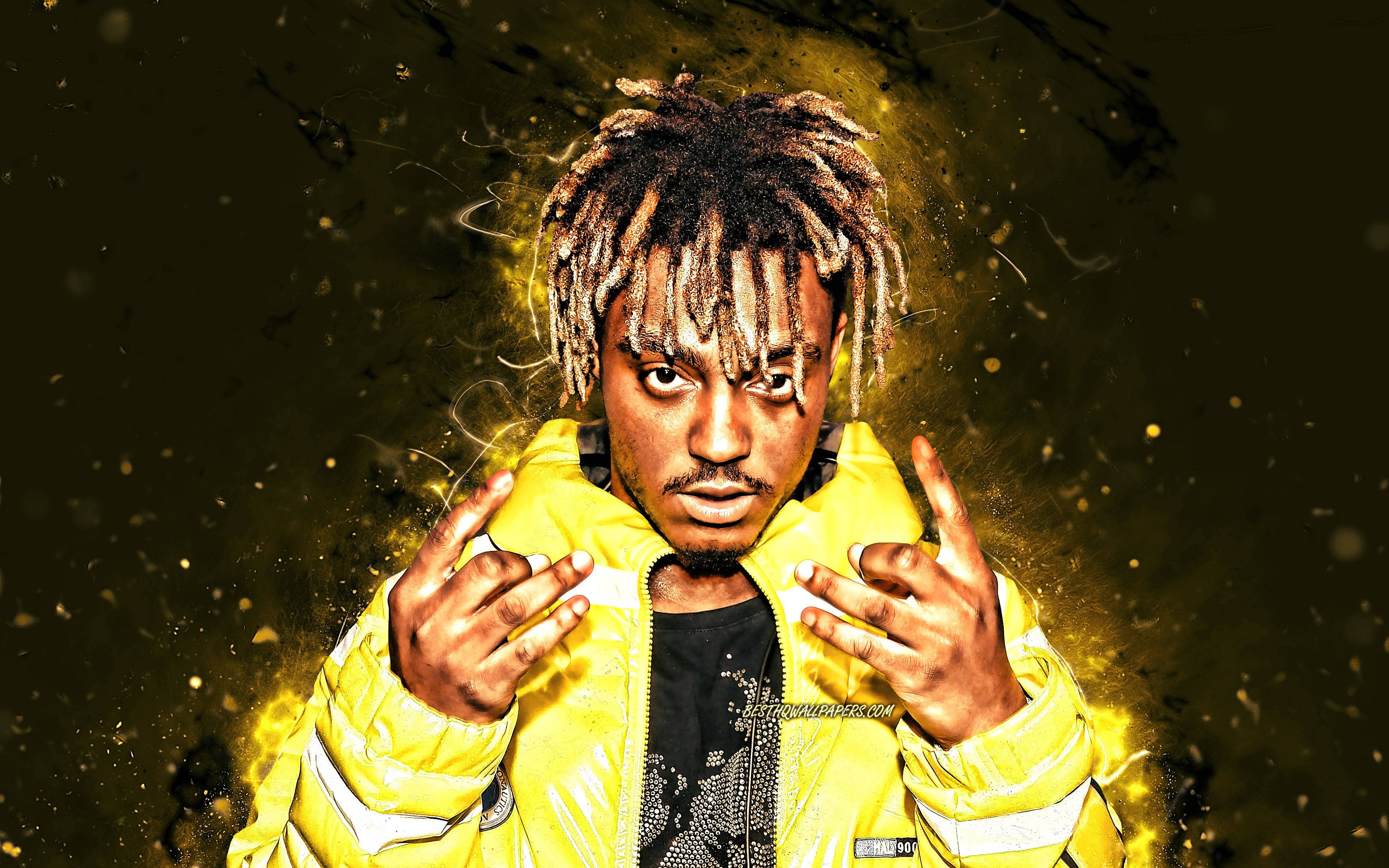 Juice Wrld แฟนอาร์ตสีเหลือง 4K วอลเปเปอร์