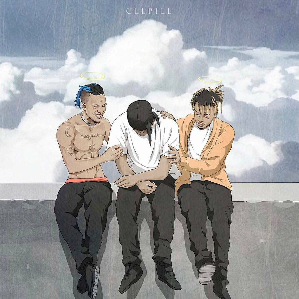 Juice Wrld แบบอนิเมชั่นสังสรรค์กับเพื่อนๆ วอลเปเปอร์