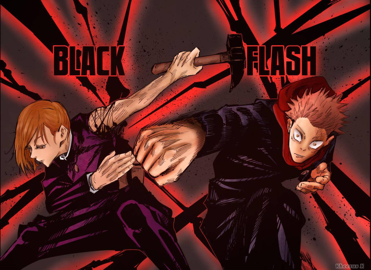 วอลเปเปอร์ Jujutsu Kaisen ของอิตาโดริและคุงิซากิที่ใช้แบล็กแฟลช — จูจุสึไคเซ็น วอลเปเปอร์