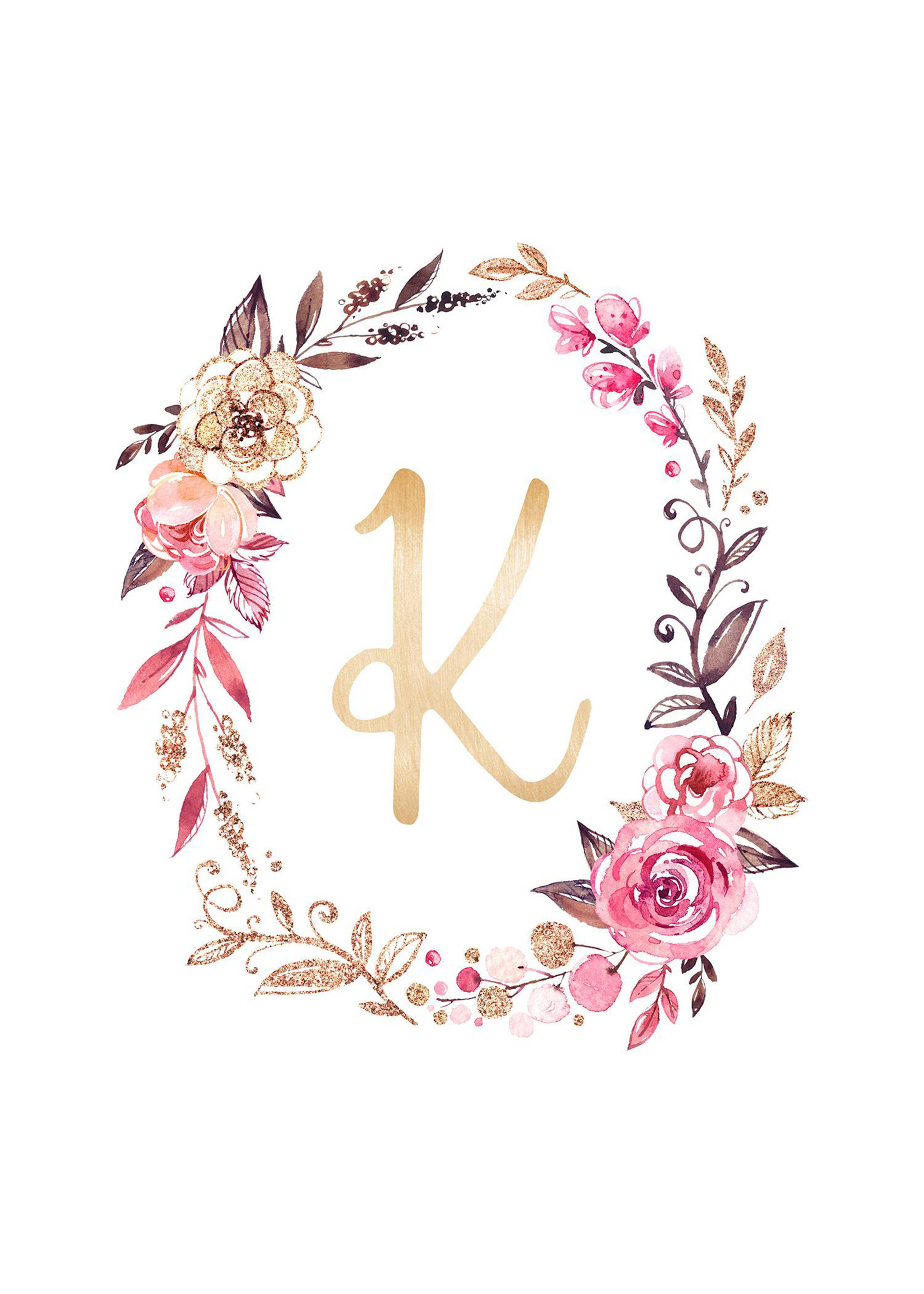 ตัวอักษร K พวงดอกไม้ วอลเปเปอร์