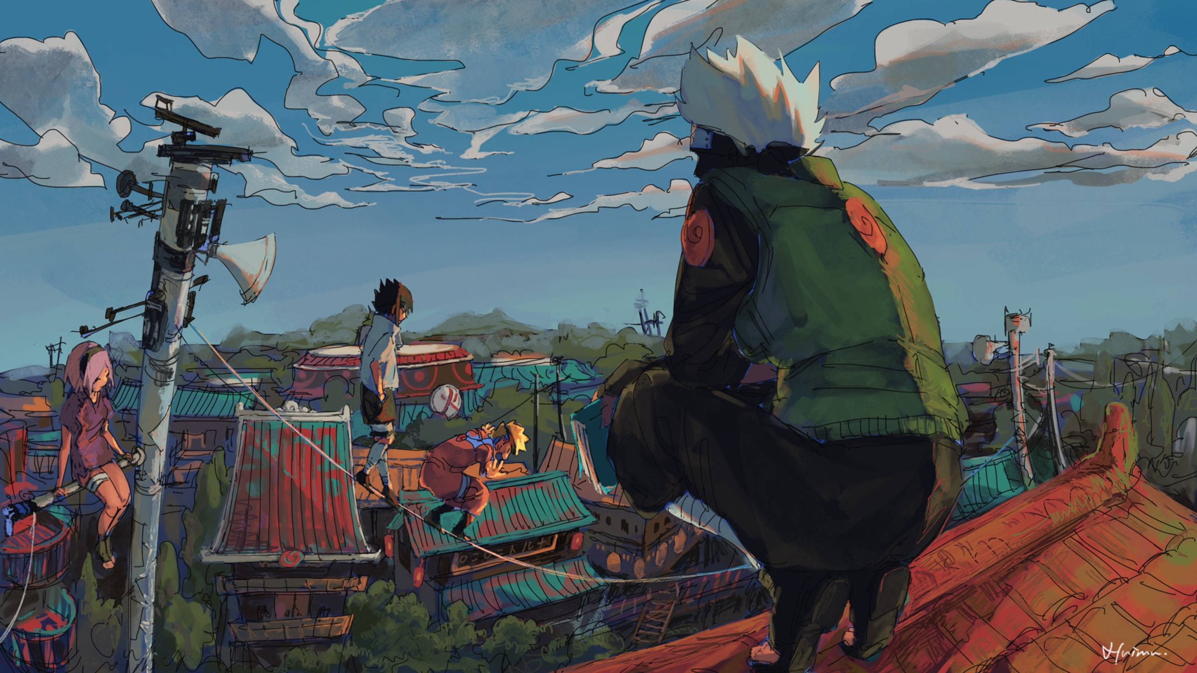 Kakashi 4K บนหลังคา วอลเปเปอร์