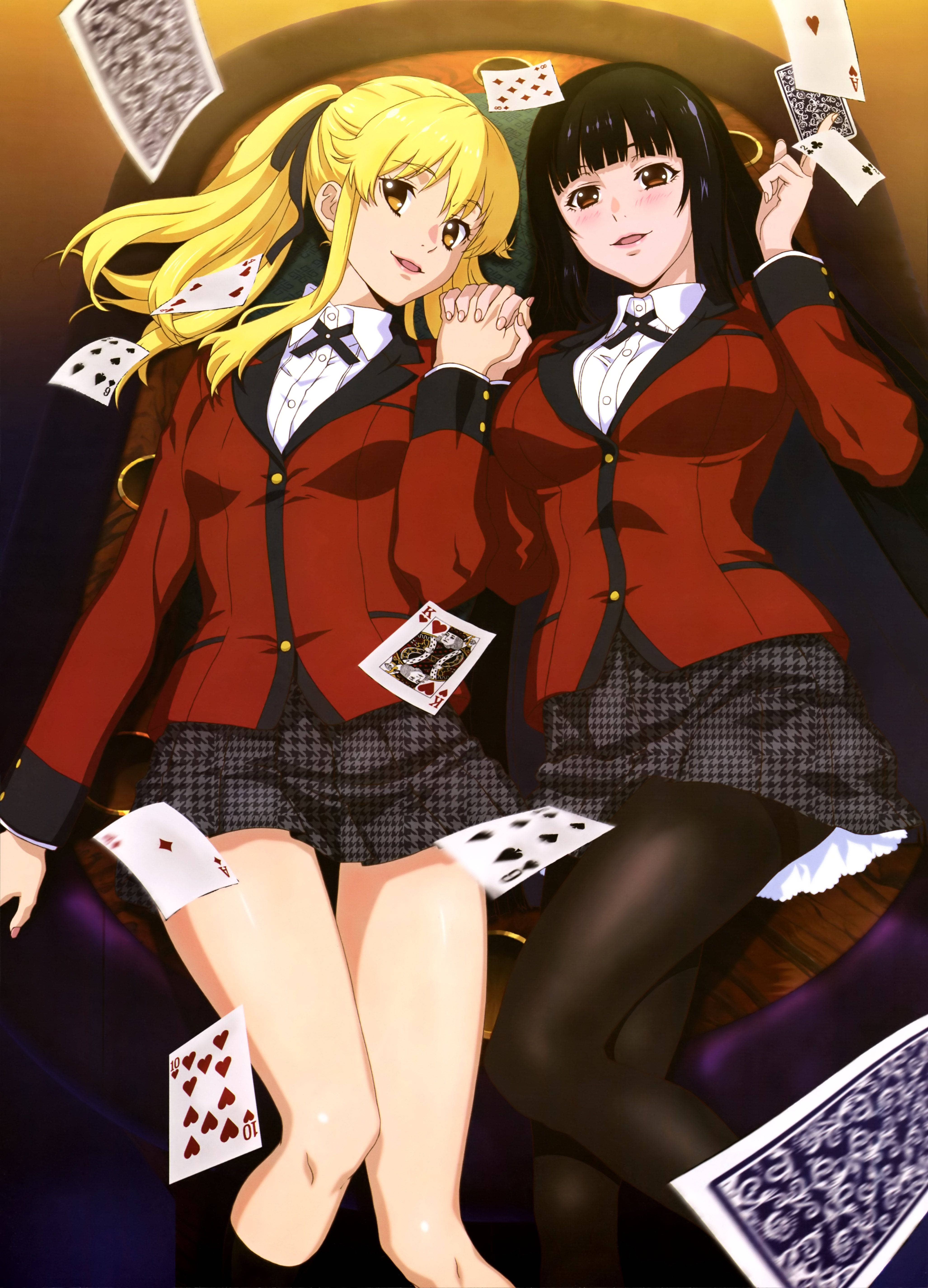 ยูเมโกะ จาบามิ และ แมรี่ ซาโอโตเม สองผู้เล่นหลักใน Kakegurui วอลเปเปอร์