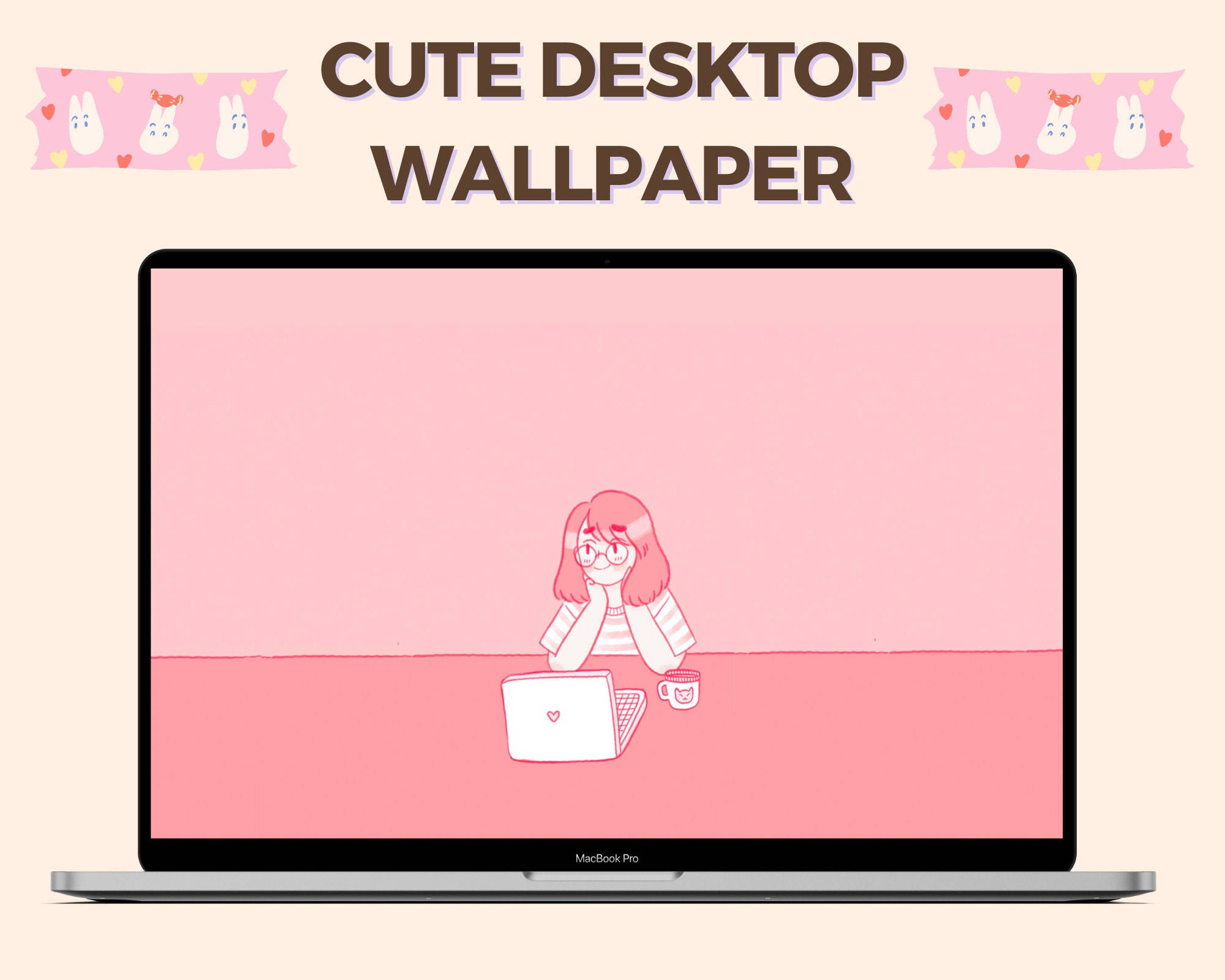 คอมพิวเตอร์ตั้งโต๊ะสไตล์น่ารัก Kawaii วอลเปเปอร์