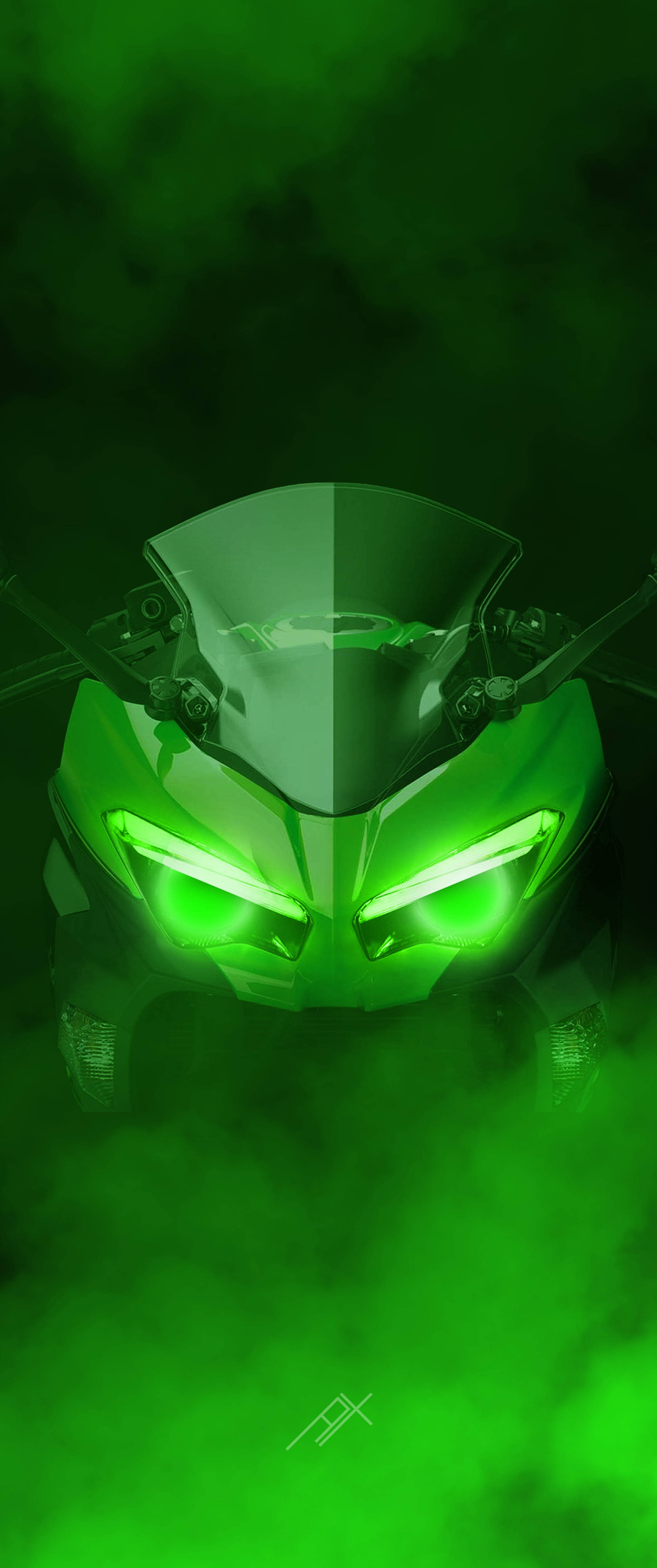 Kawasaki H2r ควันสีเขียว วอลเปเปอร์