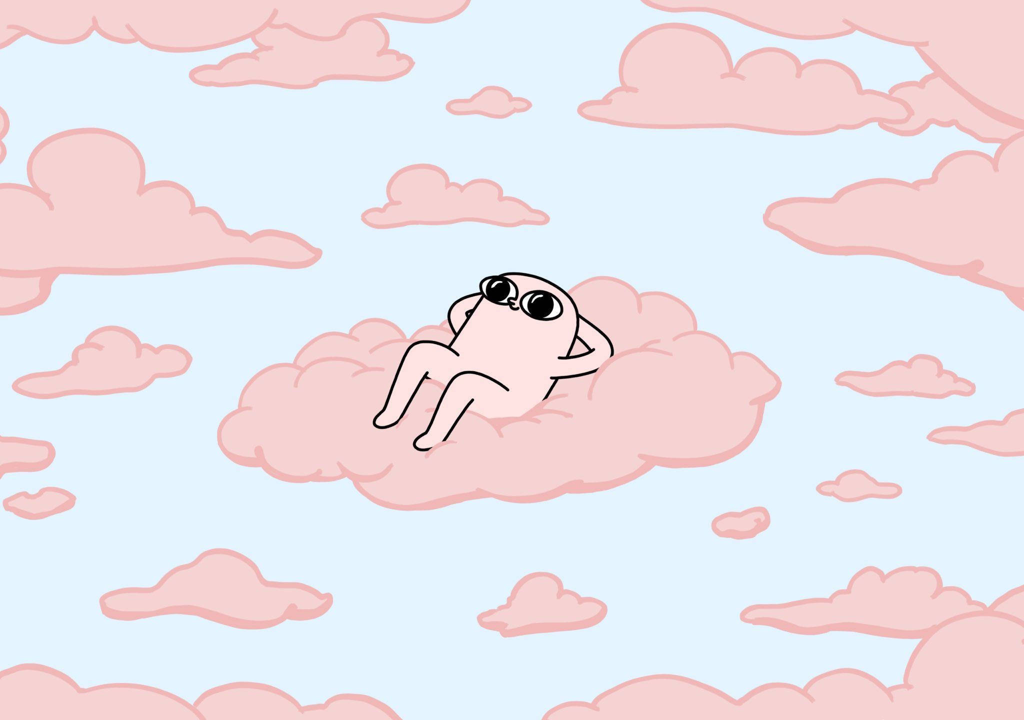 Ketnipz กำลังชิลล์บนเมฆสีชมพู สไตล์ Pinterest Aesthetic วอลเปเปอร์
