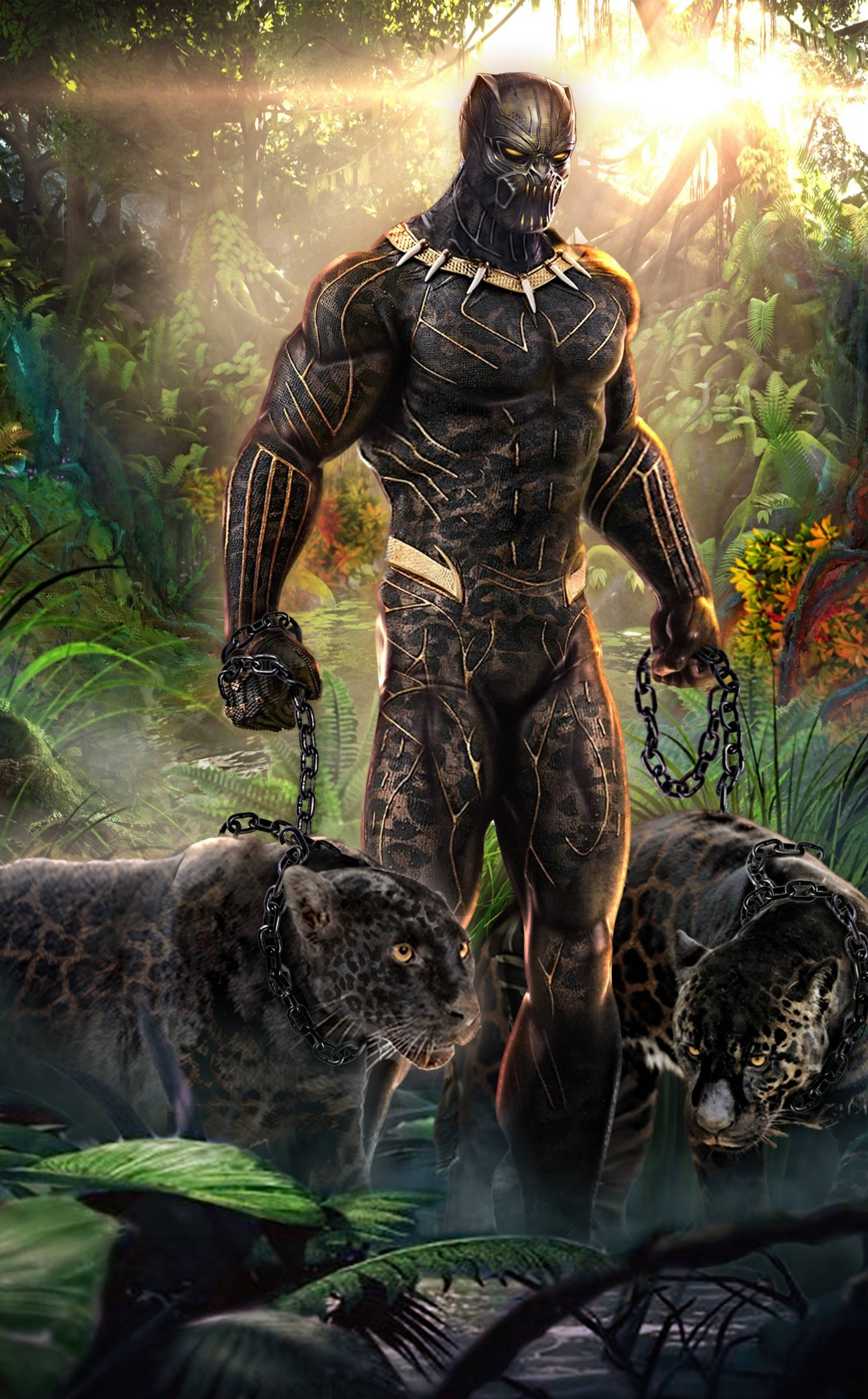 Killmonger และเสือจากัวร์สองตัว วอลเปเปอร์