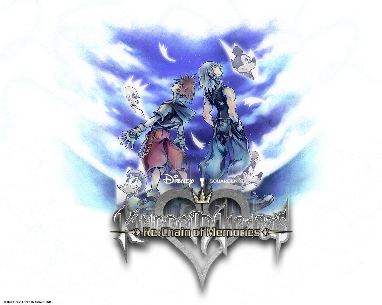 เส้นขอบฟ้าสีฟ้าพร้อมโลโก้ Kingdom Heart วอลเปเปอร์
