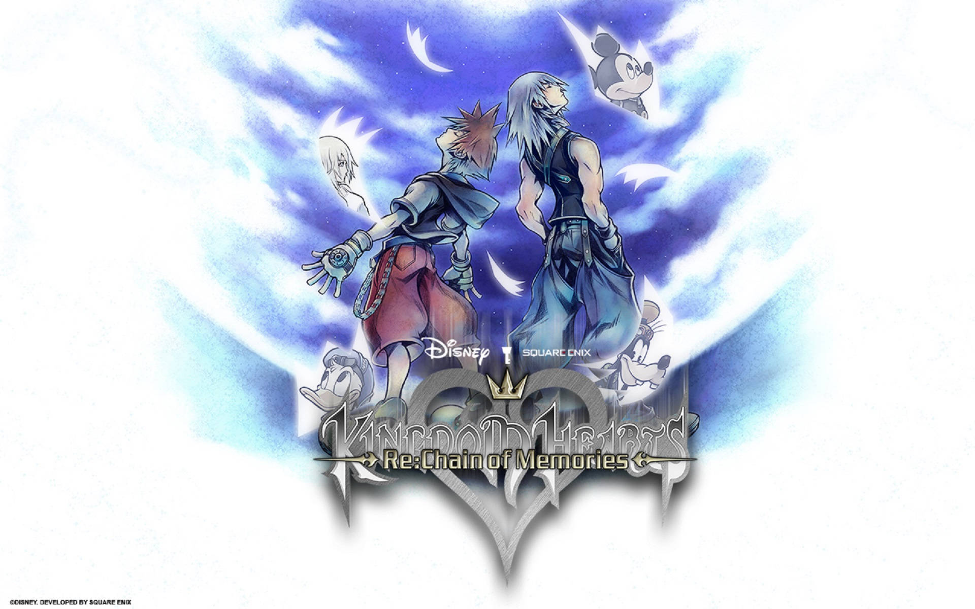 ตัวละครที่น่าหลงใหลพร้อมโลโก้ Kingdom Heart วอลเปเปอร์
