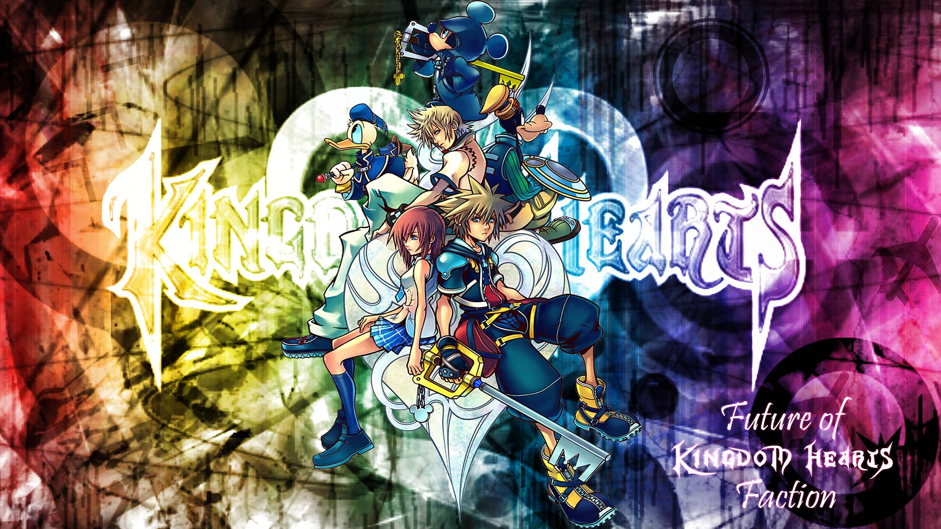 โลโก้ Kingdom Heart บนลายดีไซน์นามธรรม วอลเปเปอร์