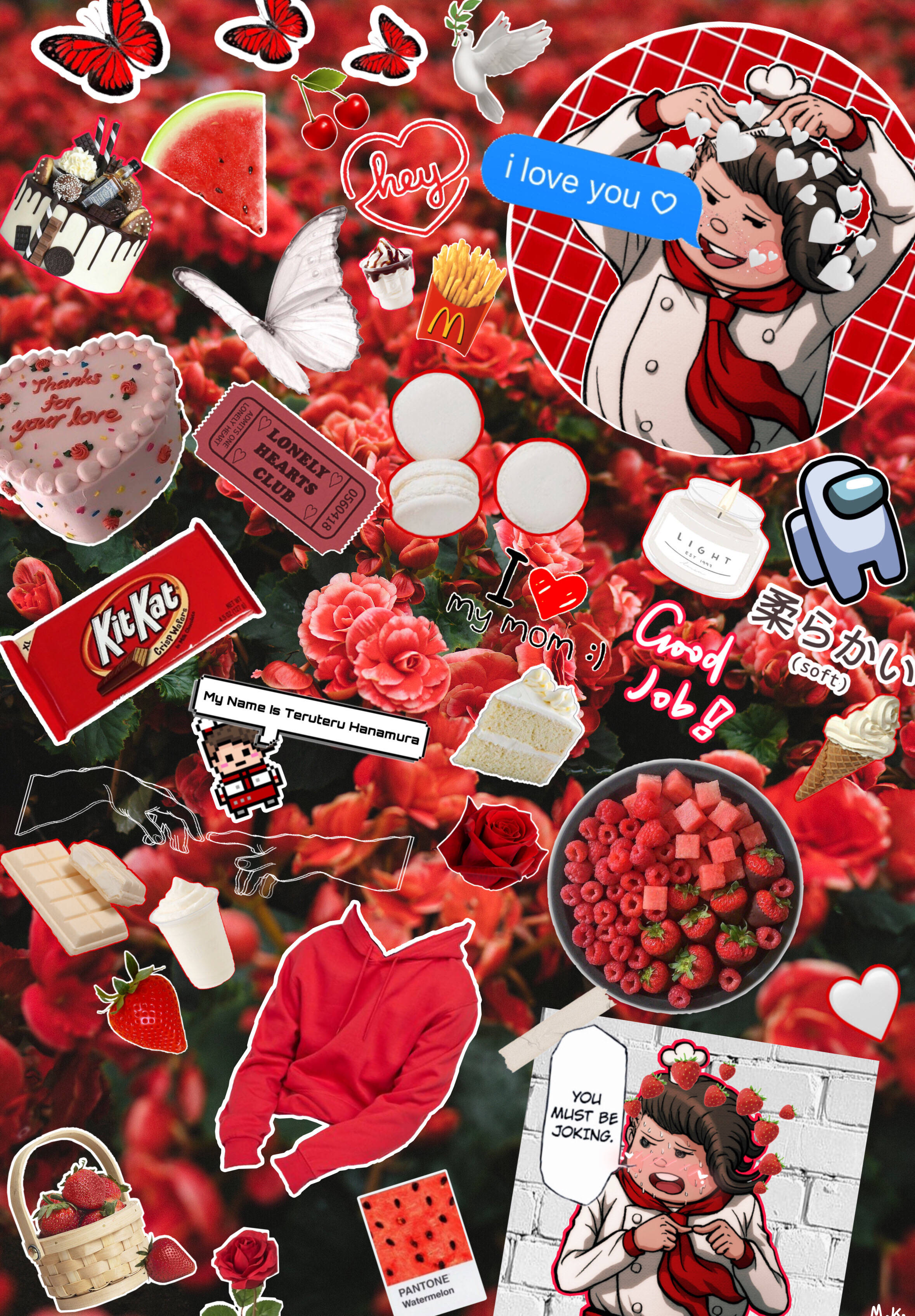 ดอกไม้แดง Kitkat Picsart วอลเปเปอร์