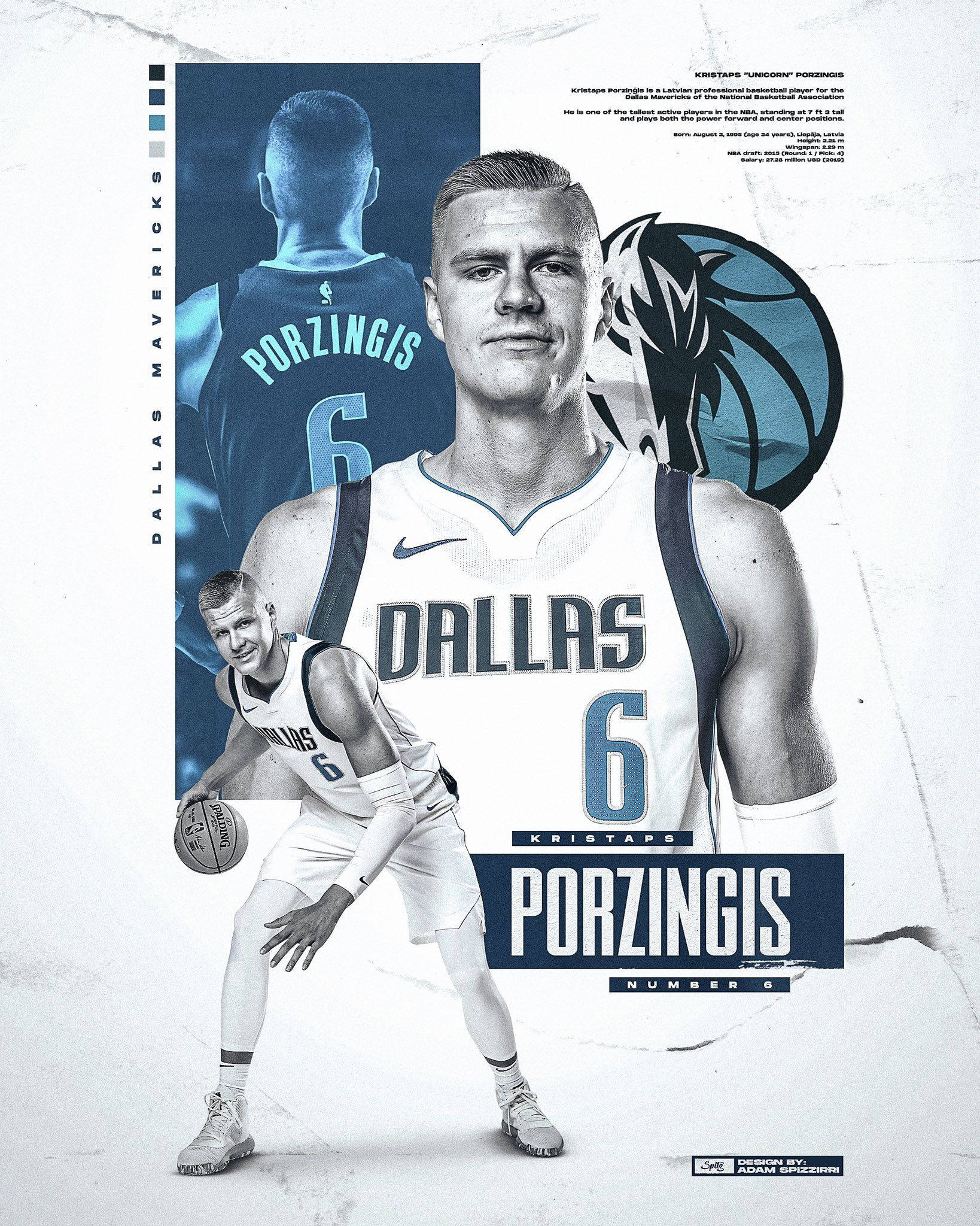 Kristaps Porzingis โปสเตอร์ Dallas Mavericks วอลเปเปอร์