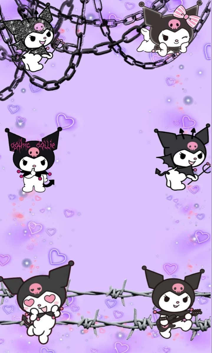 Kuromi iPhone สีม่วง โซ่สุนทรีย์ วอลเปเปอร์