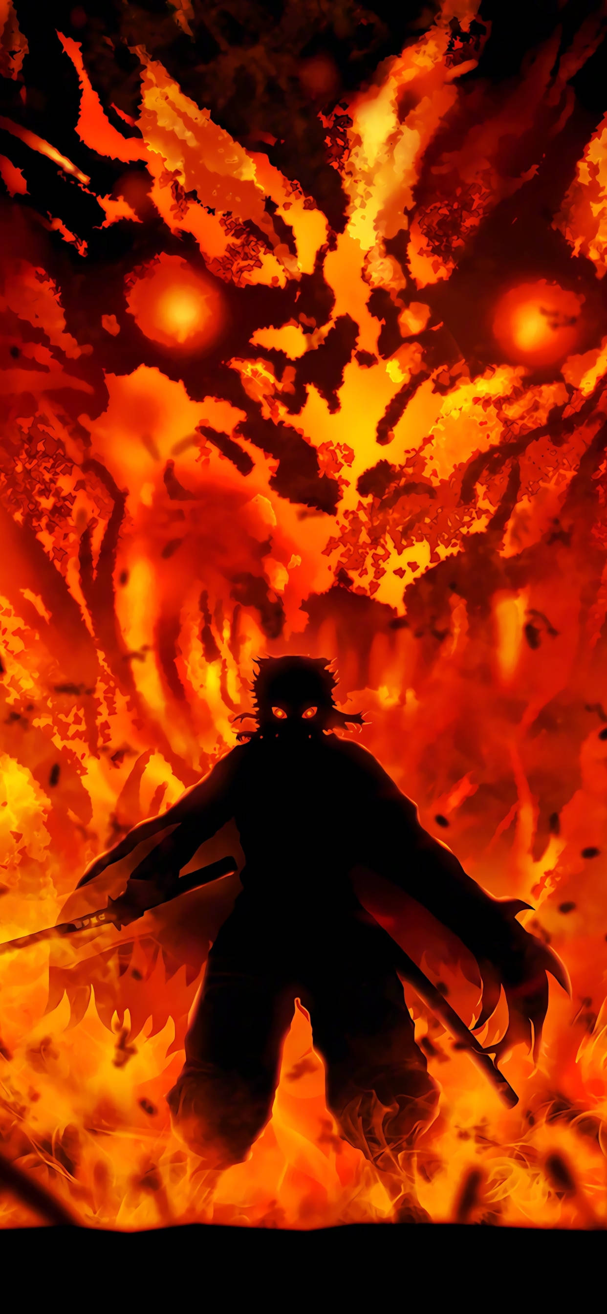 Kyojuro Rengoku ไฟนักล่าปีศาจ iPhone วอลเปเปอร์