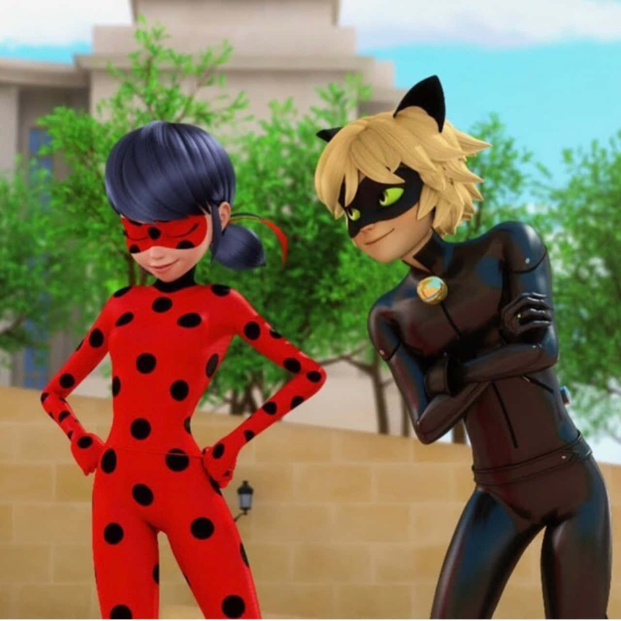 รูปภาพน่ารักของ Ladybug และ Cat Noir ที่กำลังซน วอลเปเปอร์