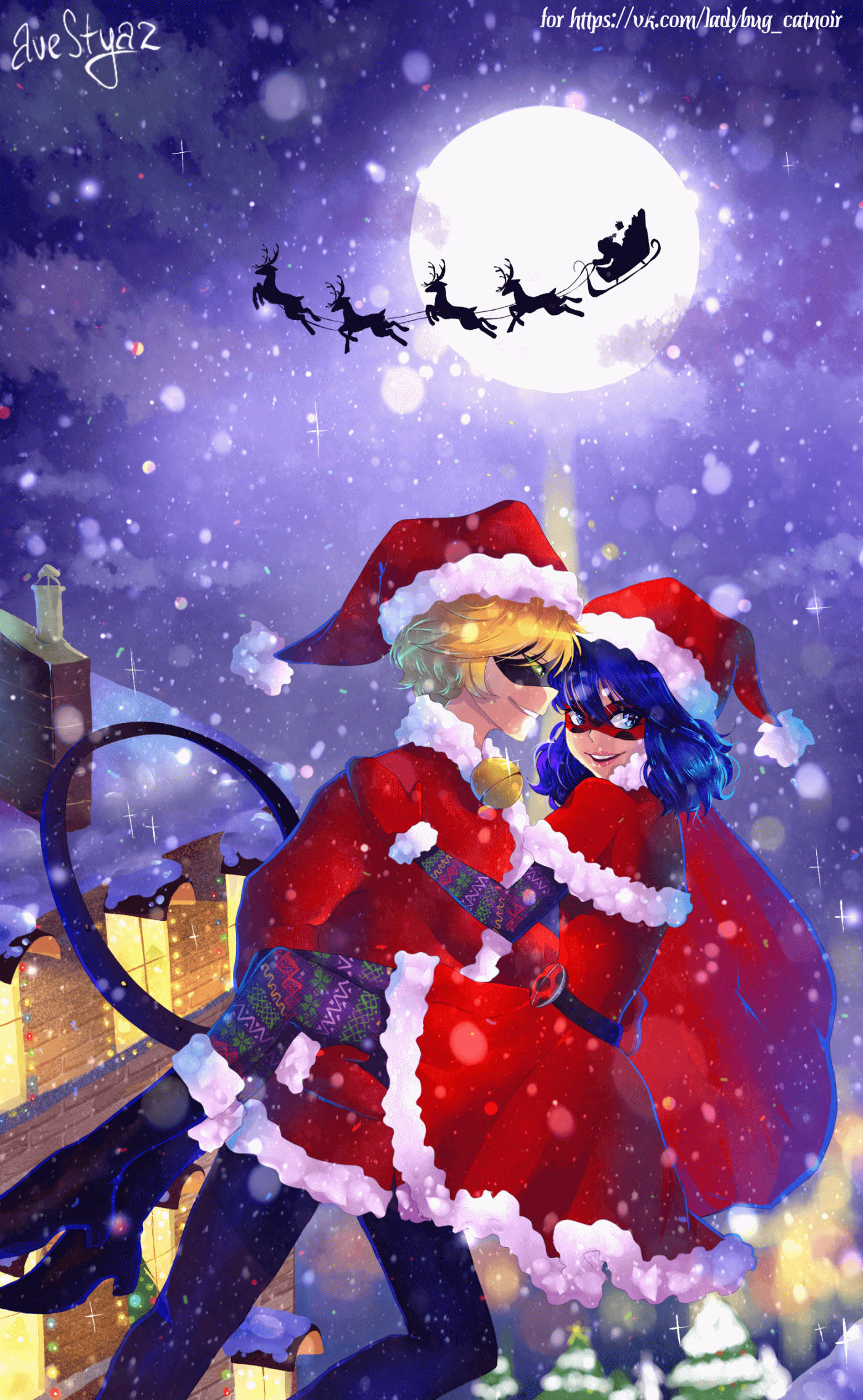 Ladybug และ Cat Noir คริสต์มาส วอลเปเปอร์