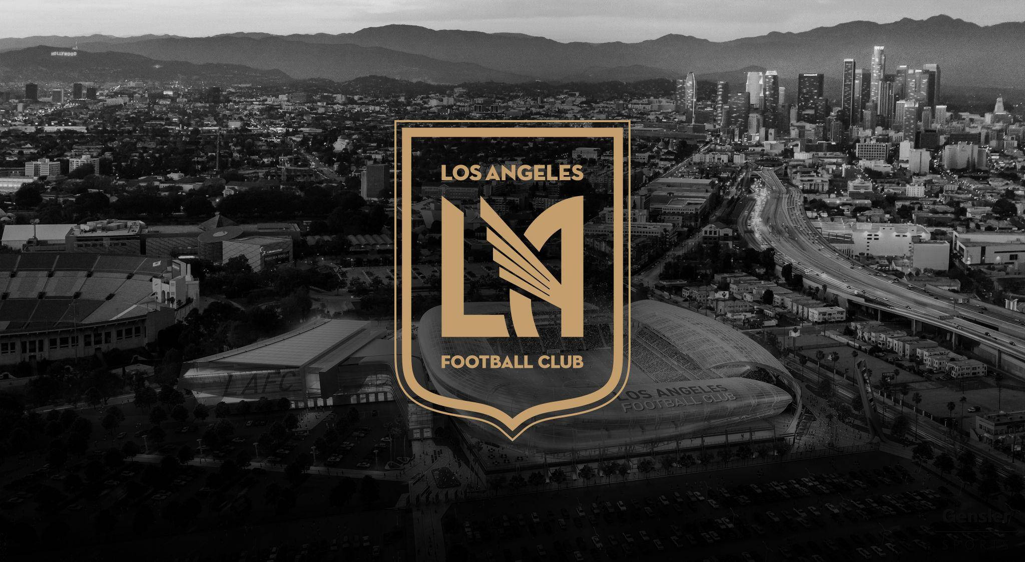 โลโก้ LAFC พร้อมเมืองขาวดำ วอลเปเปอร์