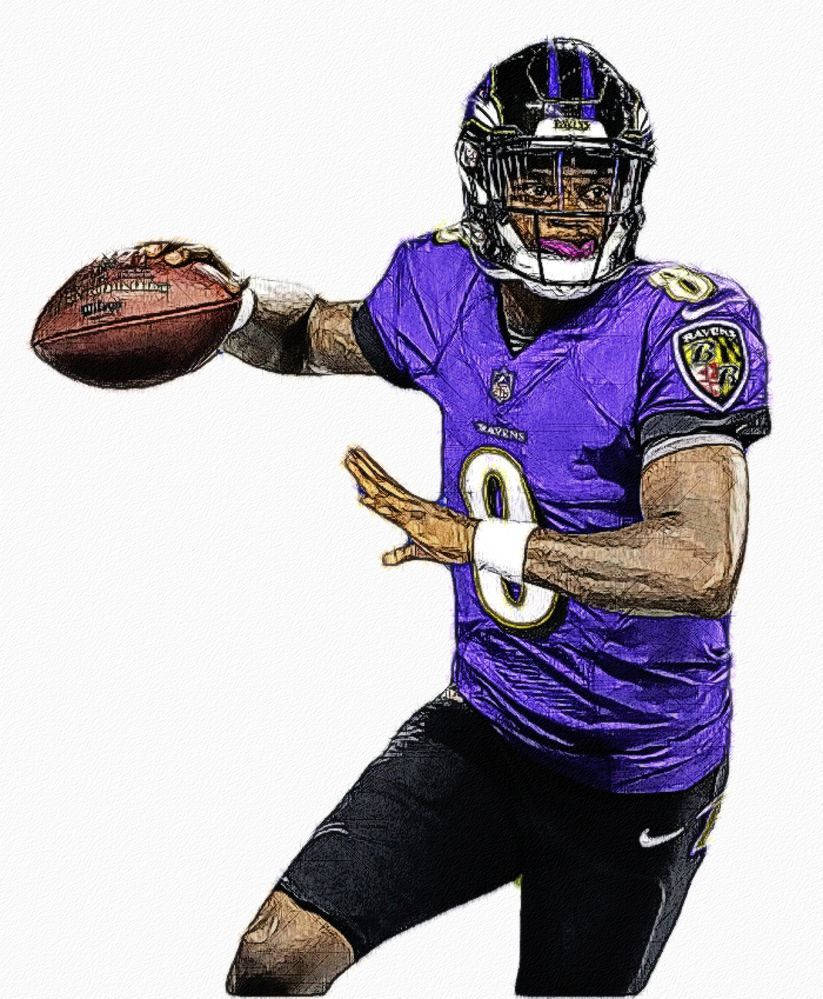 ภาพวาดรายละเอียดสูงของ Lamar Jackson วอลเปเปอร์