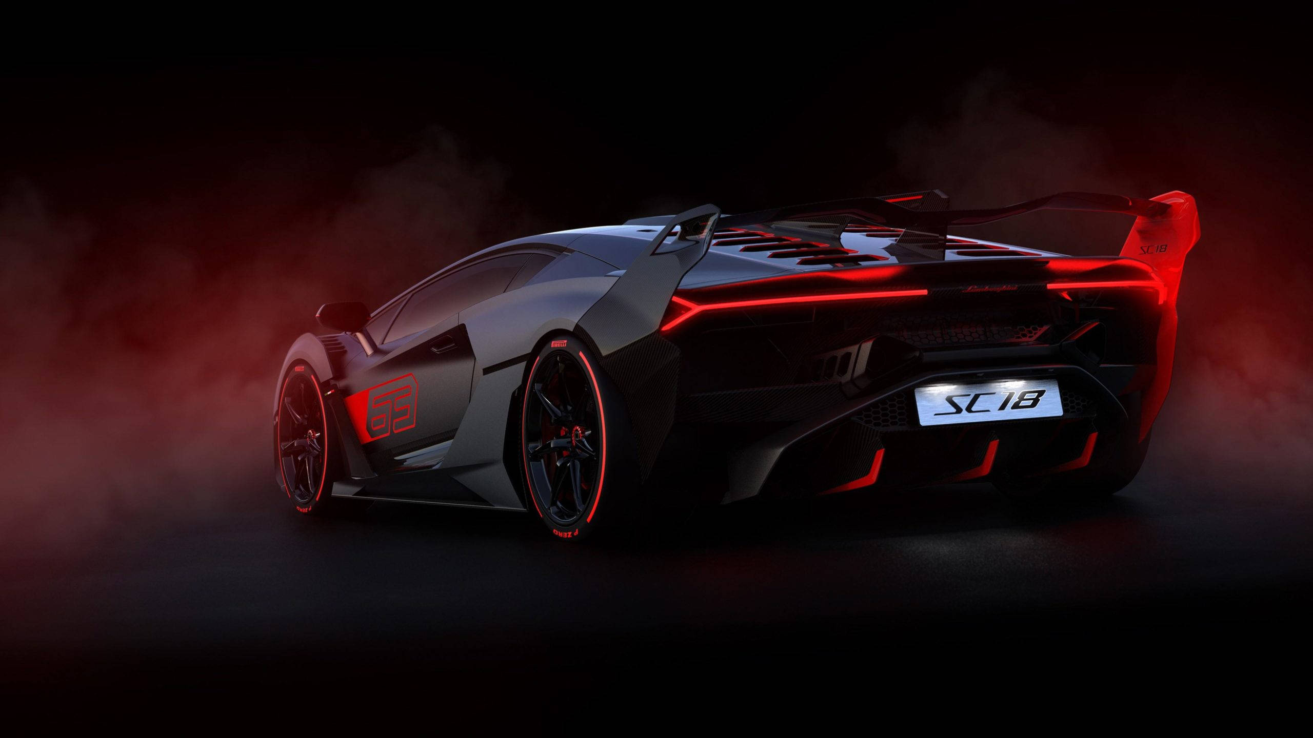 รถสีแดงและดำ Lamborghini Aventador ความละเอียด 2560x1440 วอลเปเปอร์