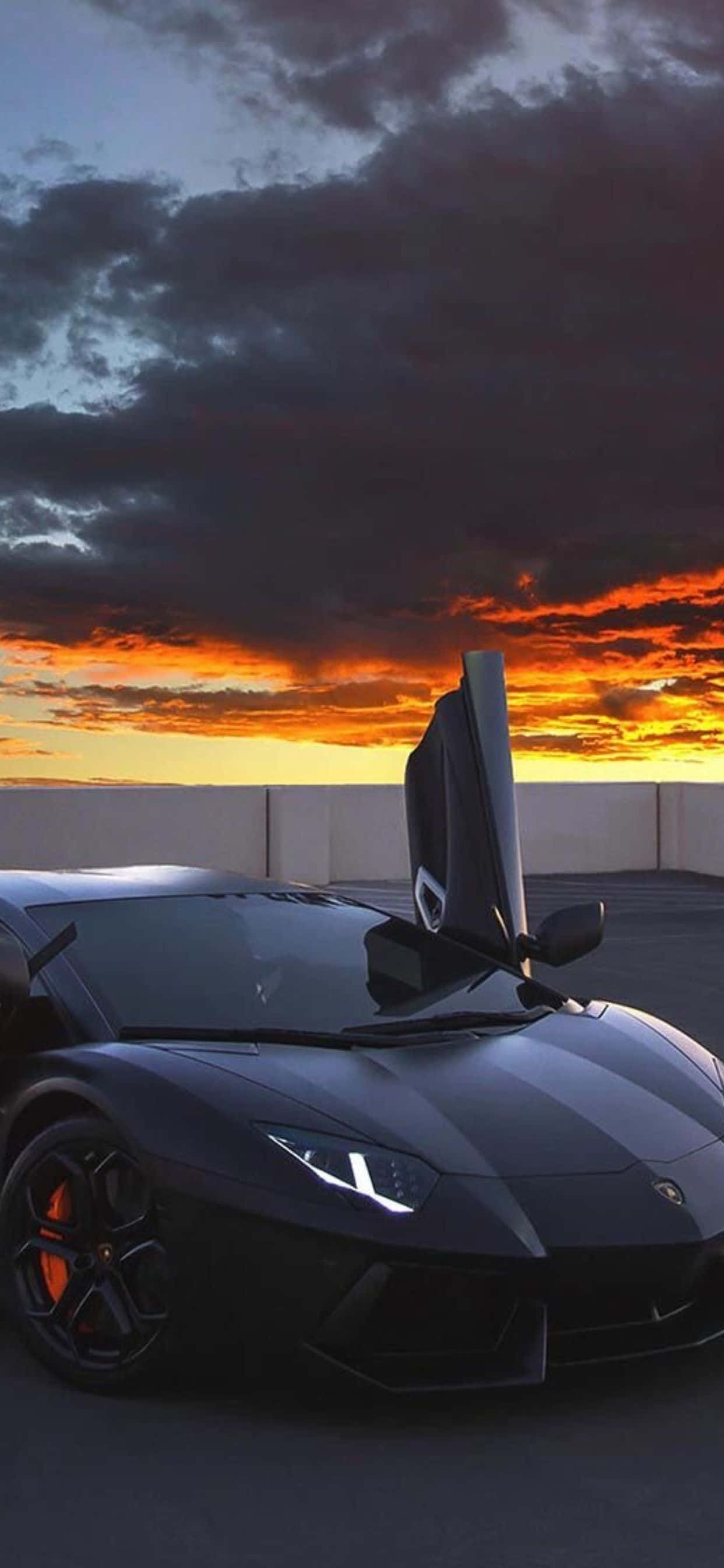 พื้นหลัง Lamborghini Aventador สีดำ iPhone XS Max วอลเปเปอร์