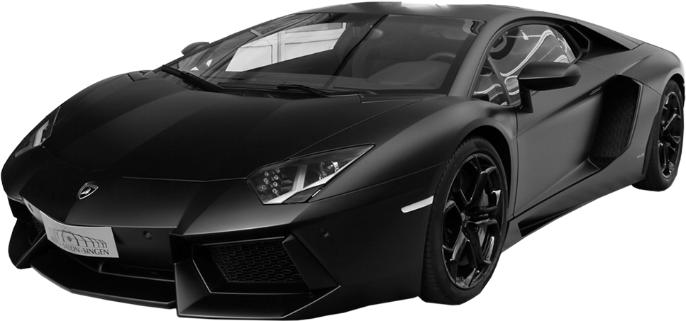 มุมมองด้านข้างของรถดำ Lamborghini Aventador วอลเปเปอร์