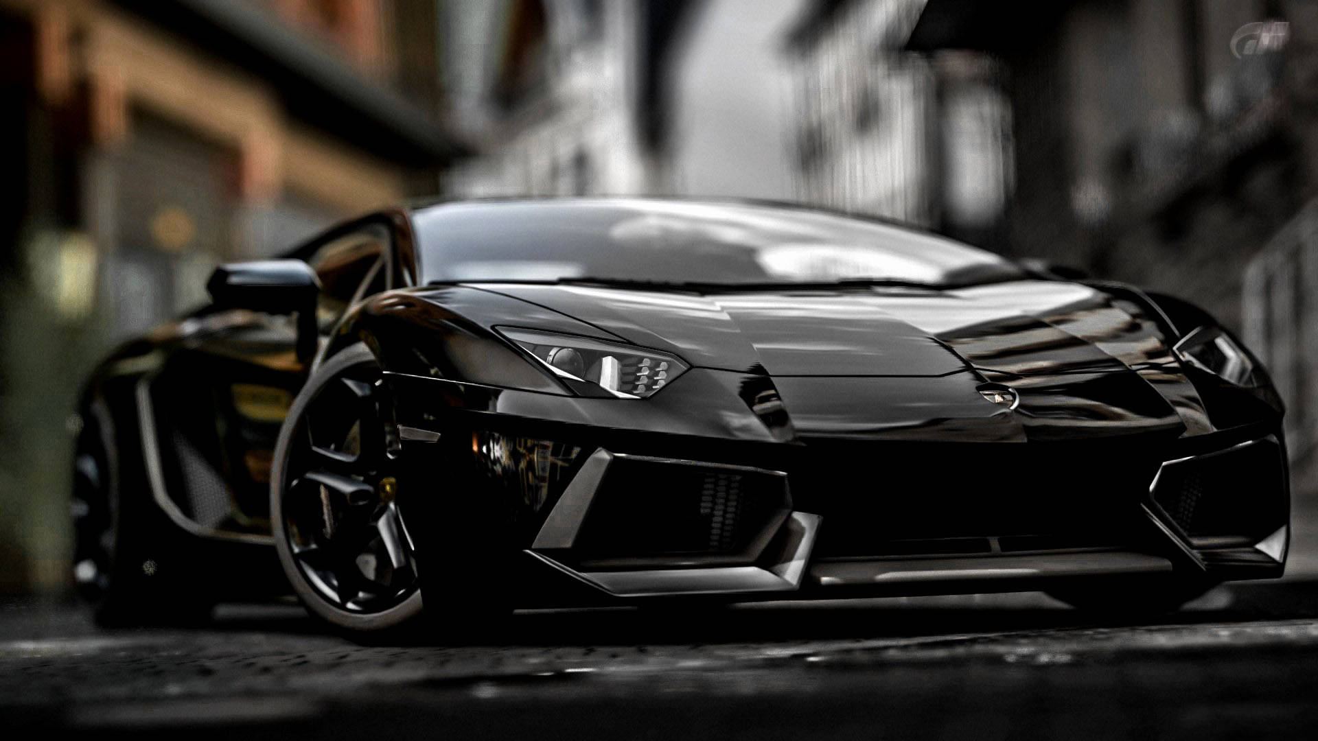 ฝากระโปรงรถสปอร์ตสีดำ Lamborghini Aventador วอลเปเปอร์