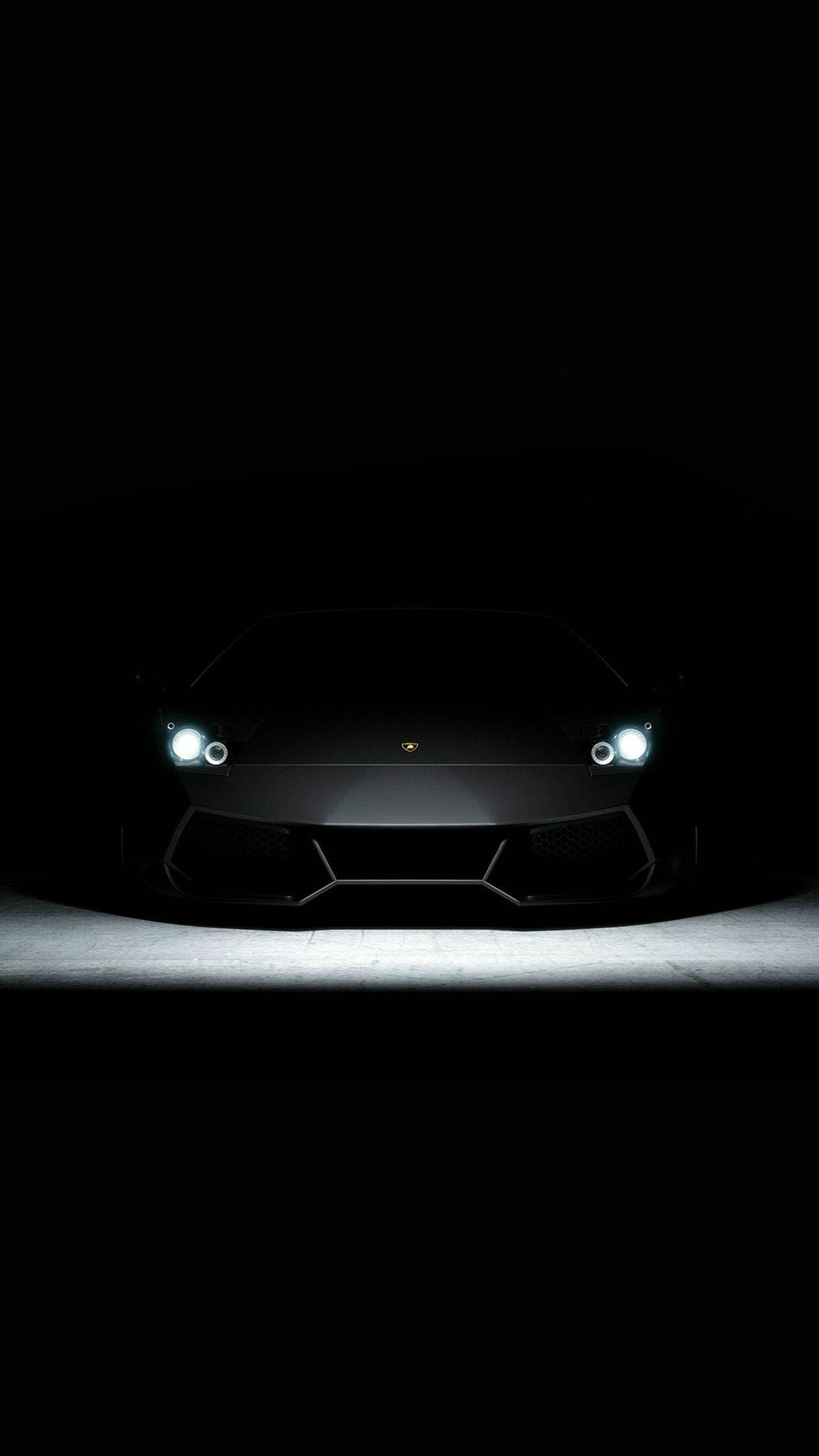 Lamborghini iPhone ดำสวยงาม ไฟหน้ารถสีขาว วอลเปเปอร์