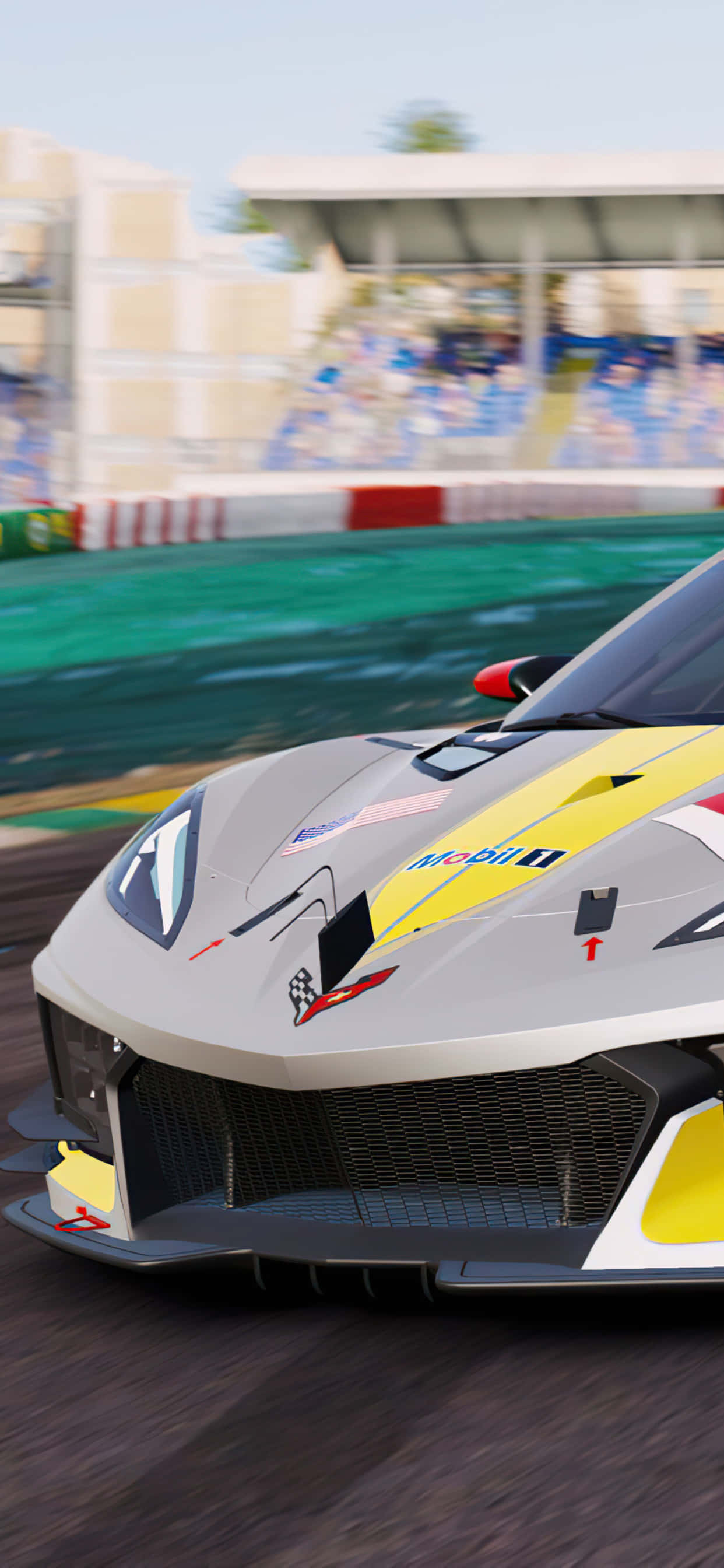 พื้นหลังรถ Lamborghini V12 สีเทา Project Cars 2 สำหรับ iPhone XS Max วอลเปเปอร์