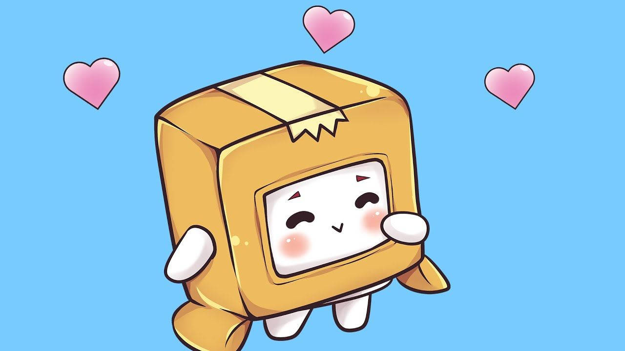 LankyBox Boxy น่ารักบนพื้นหลังสีฟ้า วอลเปเปอร์