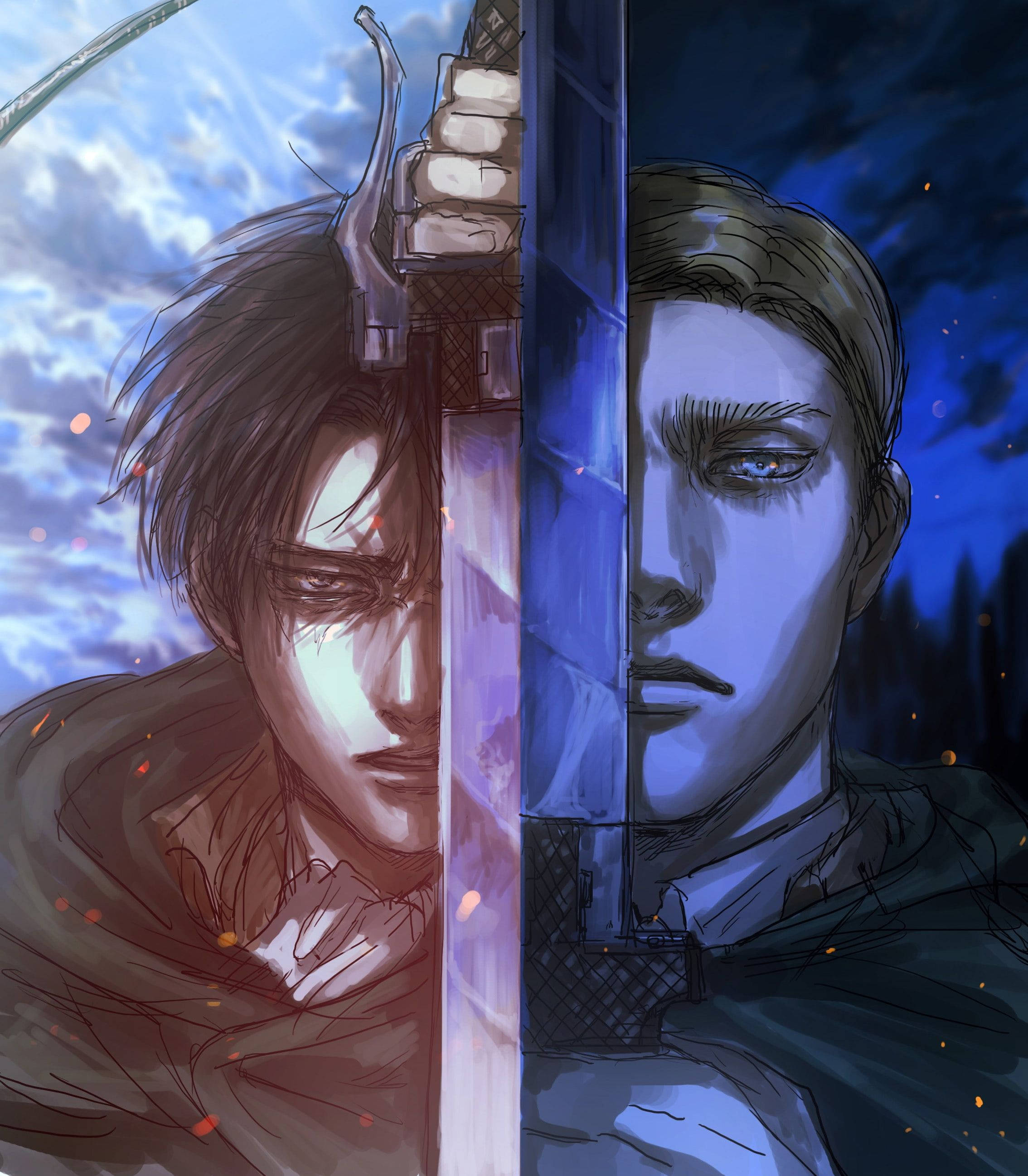Levit Ackerman และ Erwin Smith รวมพลังสู้ วอลเปเปอร์