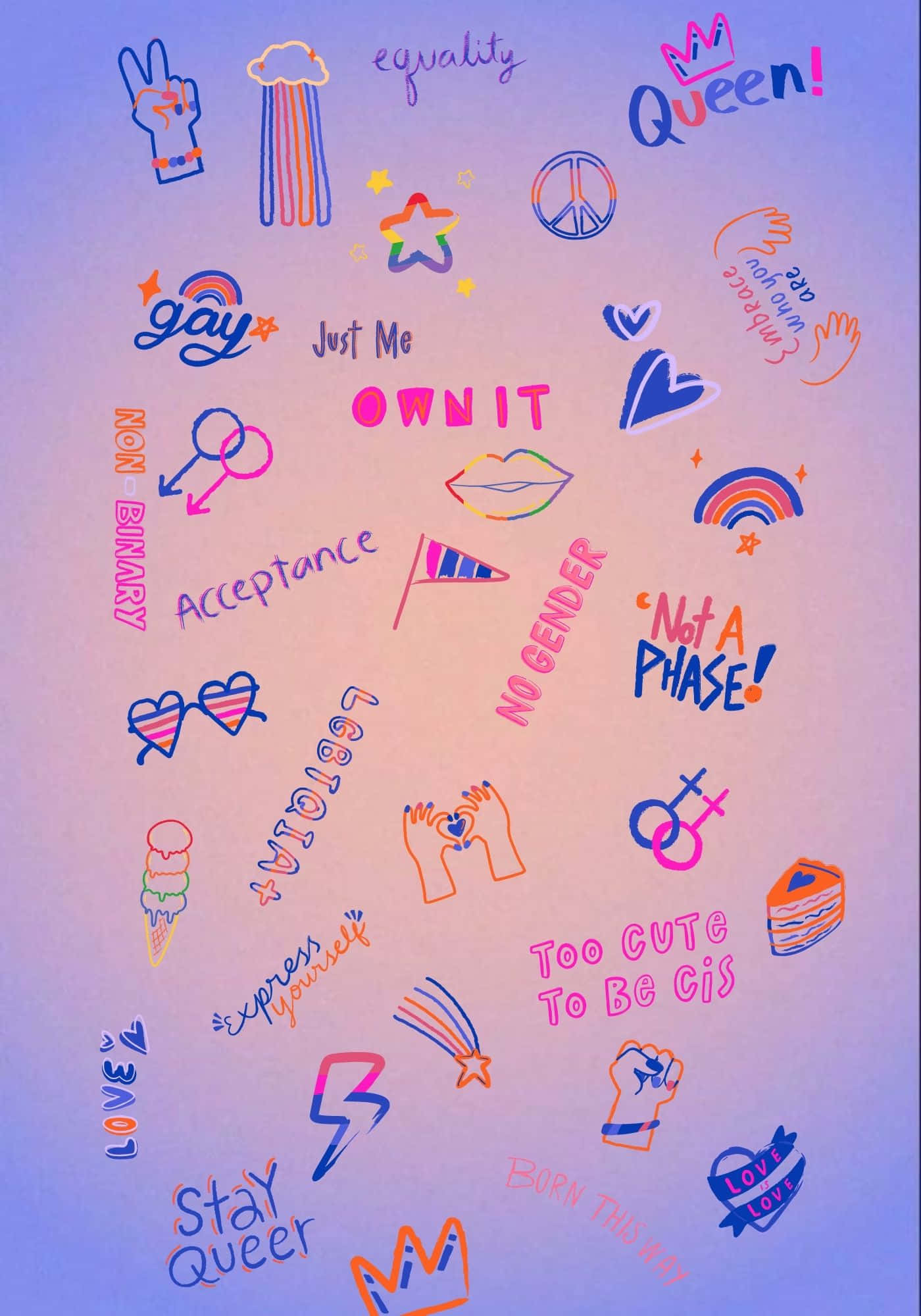 พื้นหลังลายเส้นน่ารัก LGBT Pride สุดเท่ วอลเปเปอร์