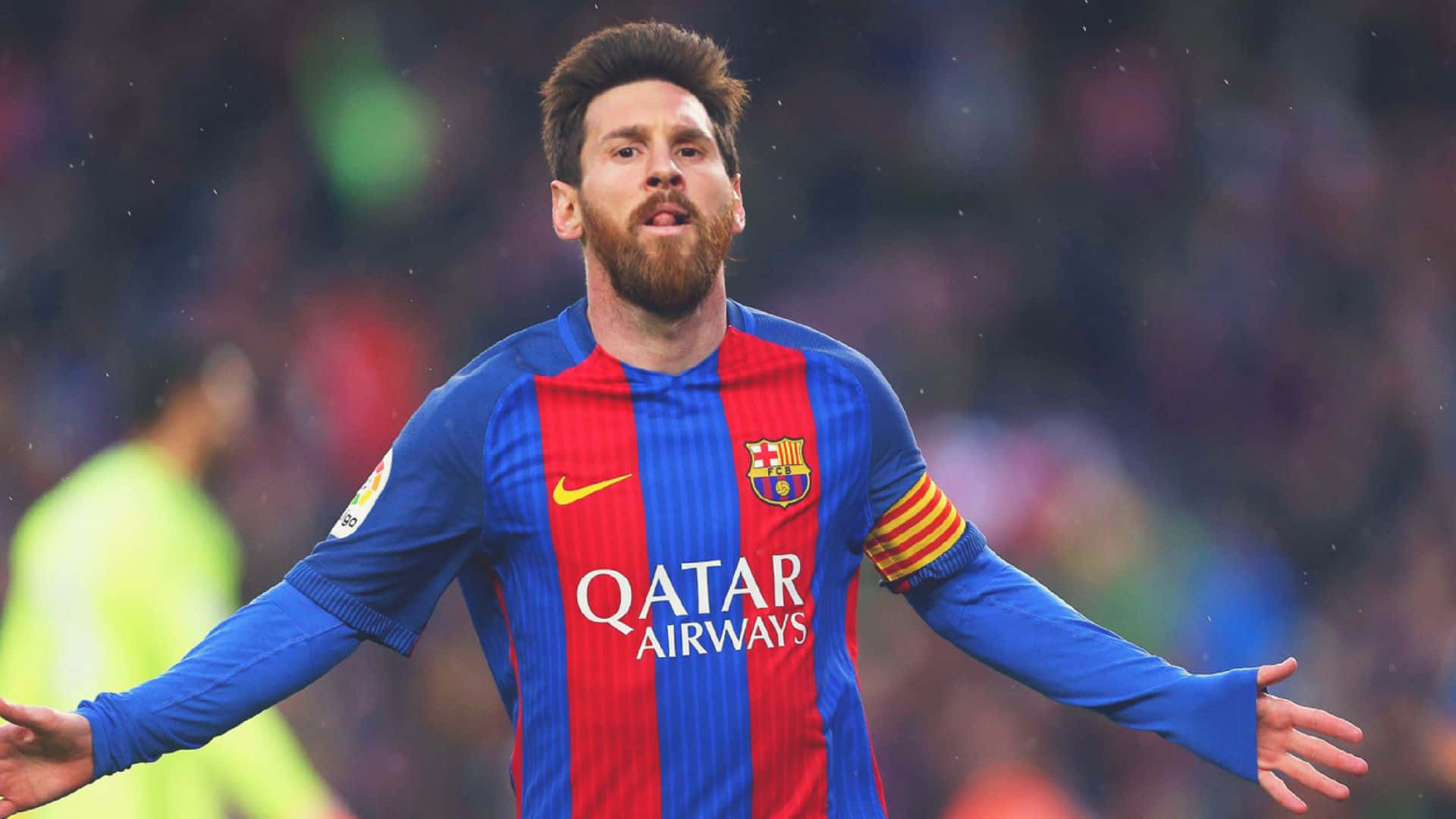 lionel messi ฉลองประตูที่เขาทำได้ระหว่างเกม วอลเปเปอร์