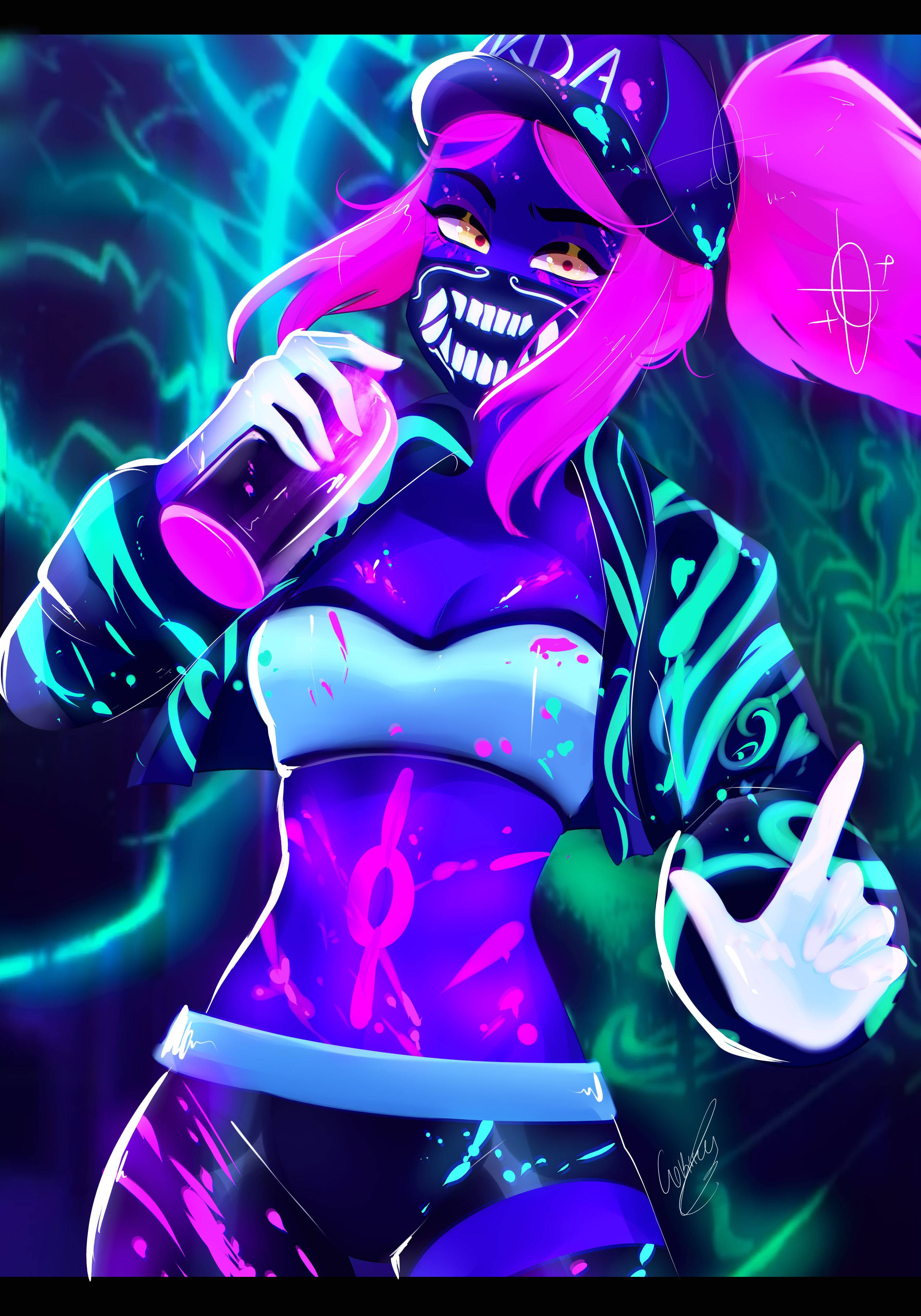 กราฟิกอาร์ต LoL KDA Akali วอลเปเปอร์