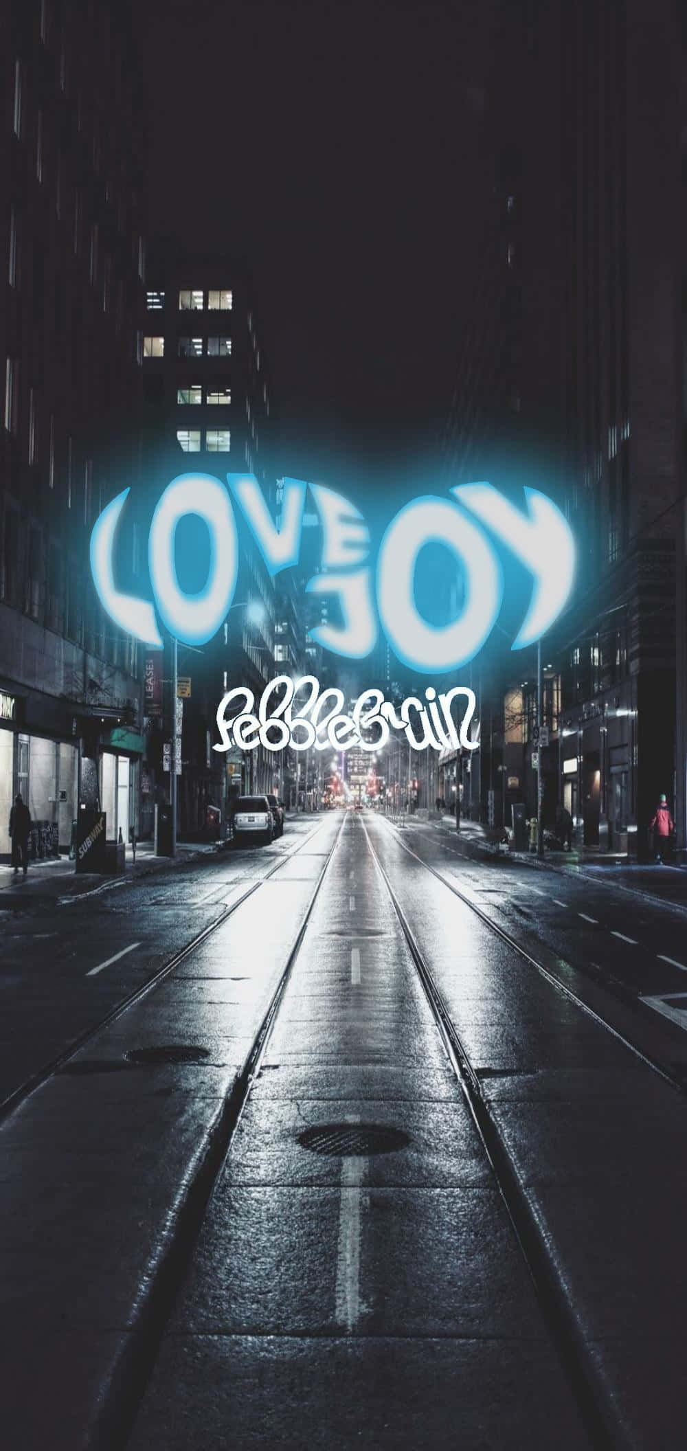 Love Joy ตัวอักษรนีออนสีฟ้า วอลเปเปอร์