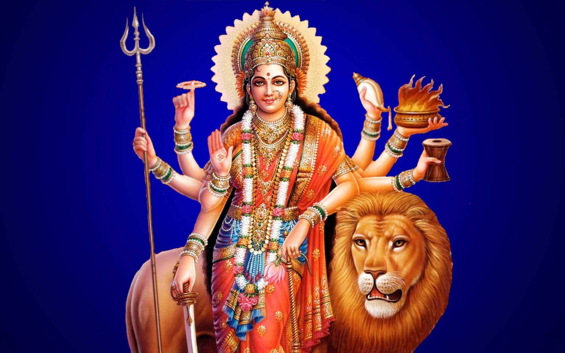 Maa Sherawali พื้นหลังสีฟ้าสุดสวย วอลเปเปอร์