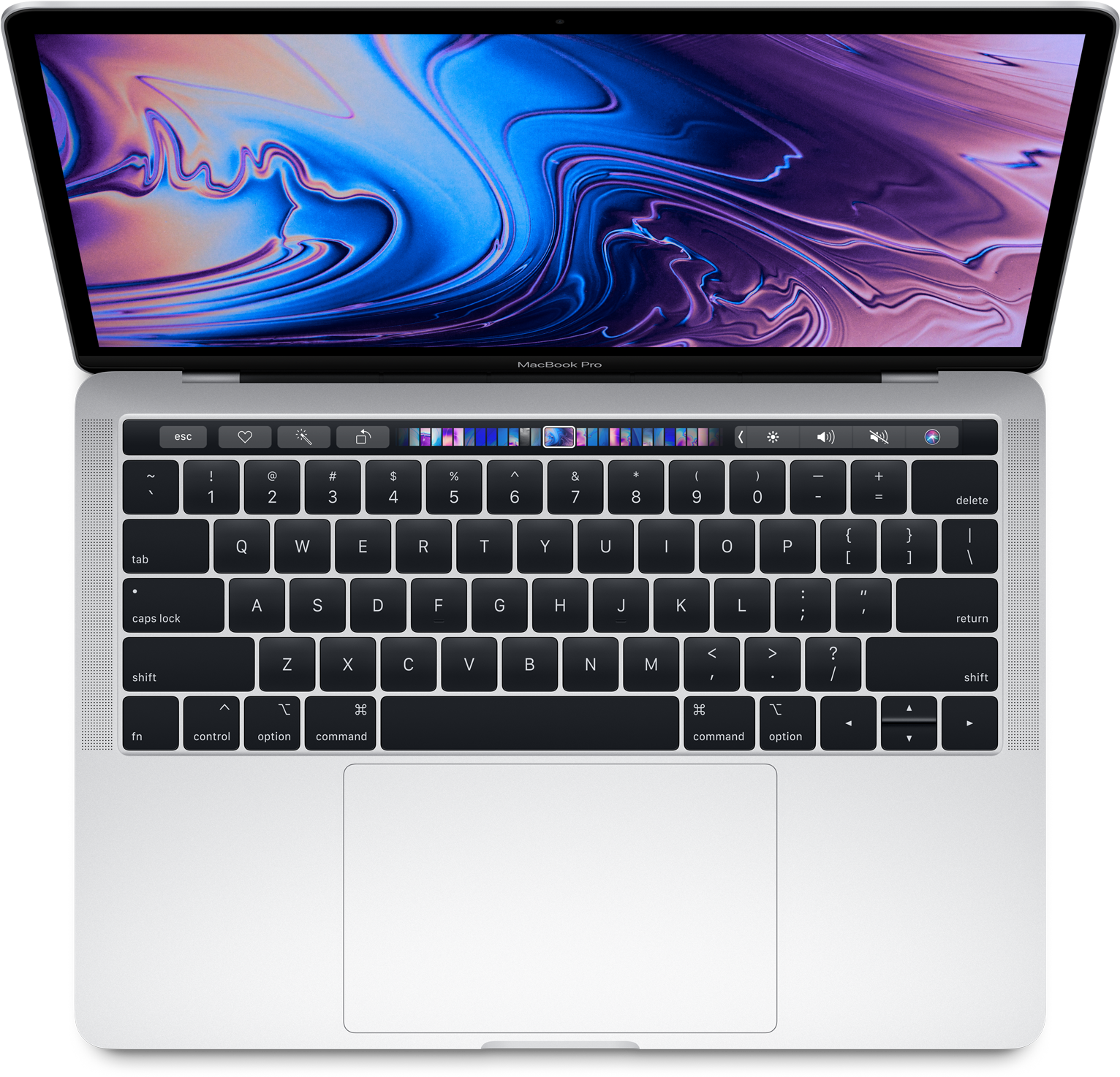 เปิดฝา MacBook Pro มุมมองจากด้านบน วอลเปเปอร์