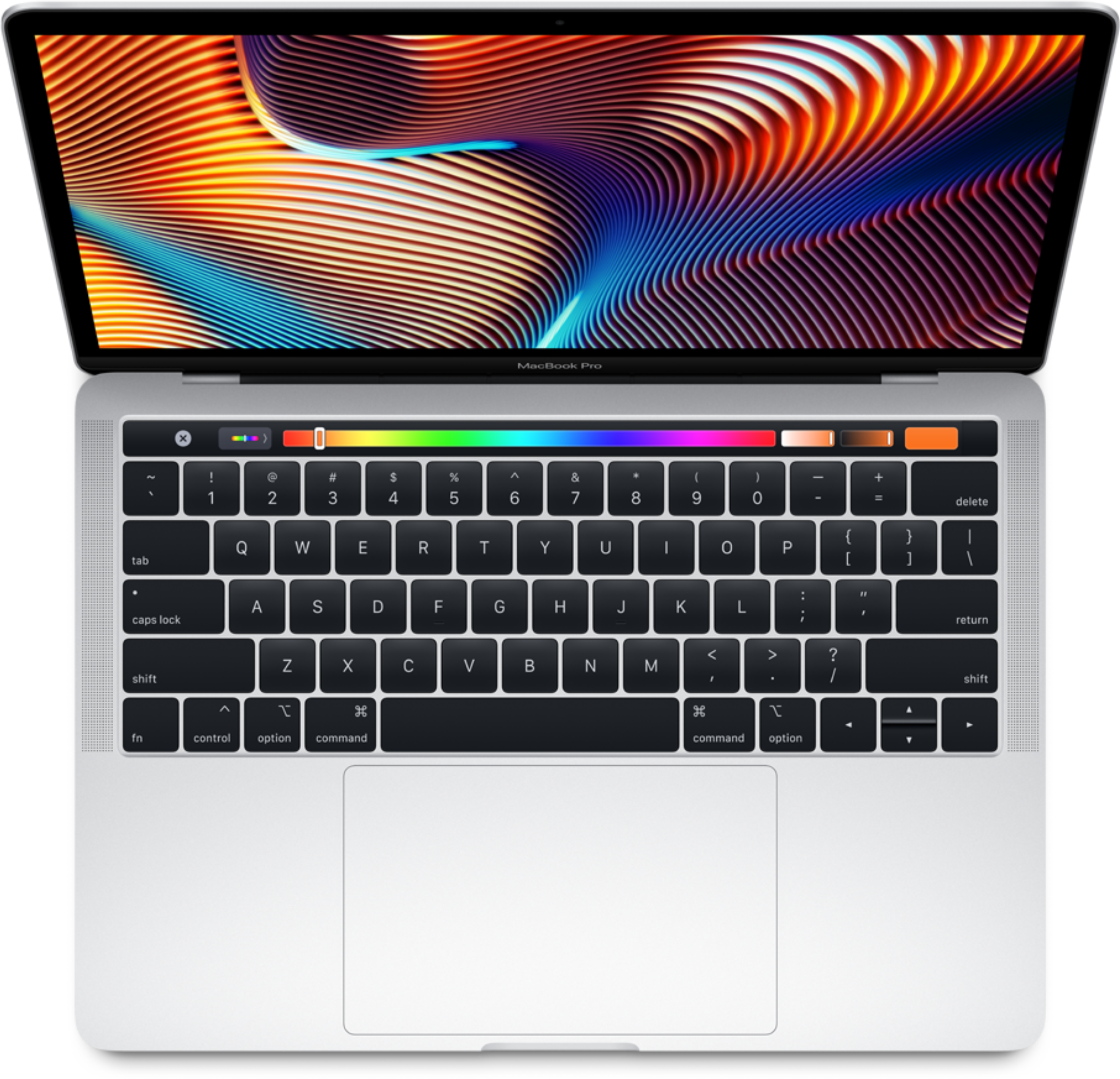 MacBook Pro พร้อม Touch Bar มุมมองด้านบน วอลเปเปอร์