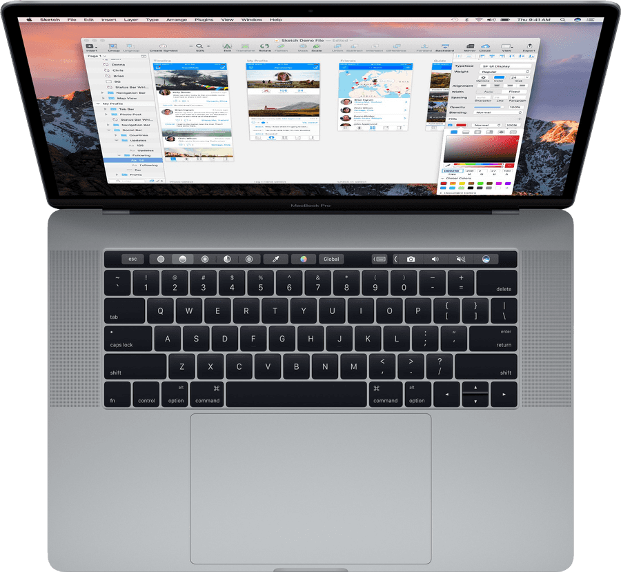 MacBook Pro พร้อม Touch Bar เปิด วอลเปเปอร์